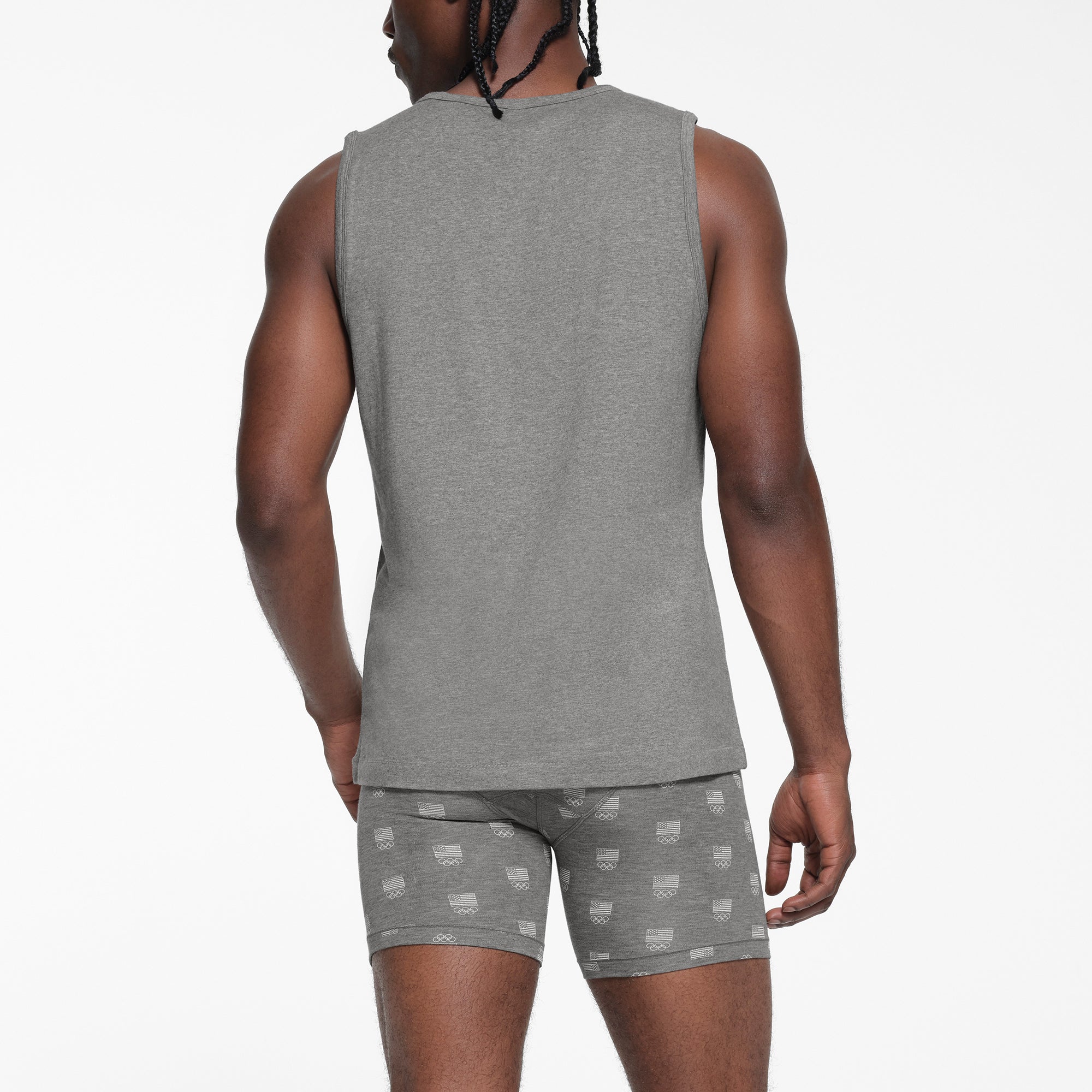 SKIMS FOR TEAM USA JERSEY SLEEP MENS OLYMPIC TANK | HEATHER GREY