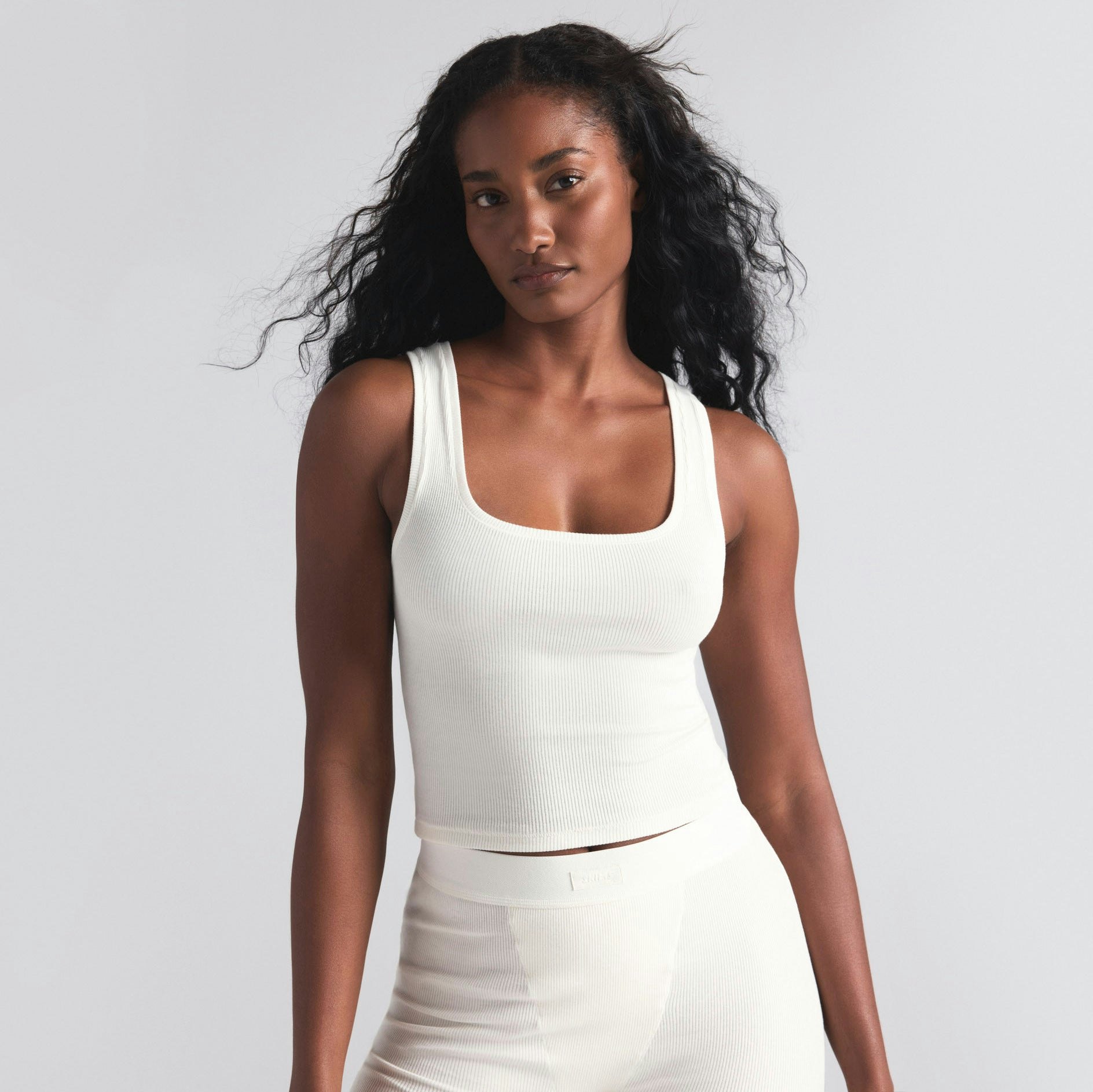 COTTON RIB TANK 3-PACK | BABY PINK MULTI ON A MODEL SIDE  ON A MODEL FRONT VIEW | FOCUS: 0.0, 1.0, 0.9