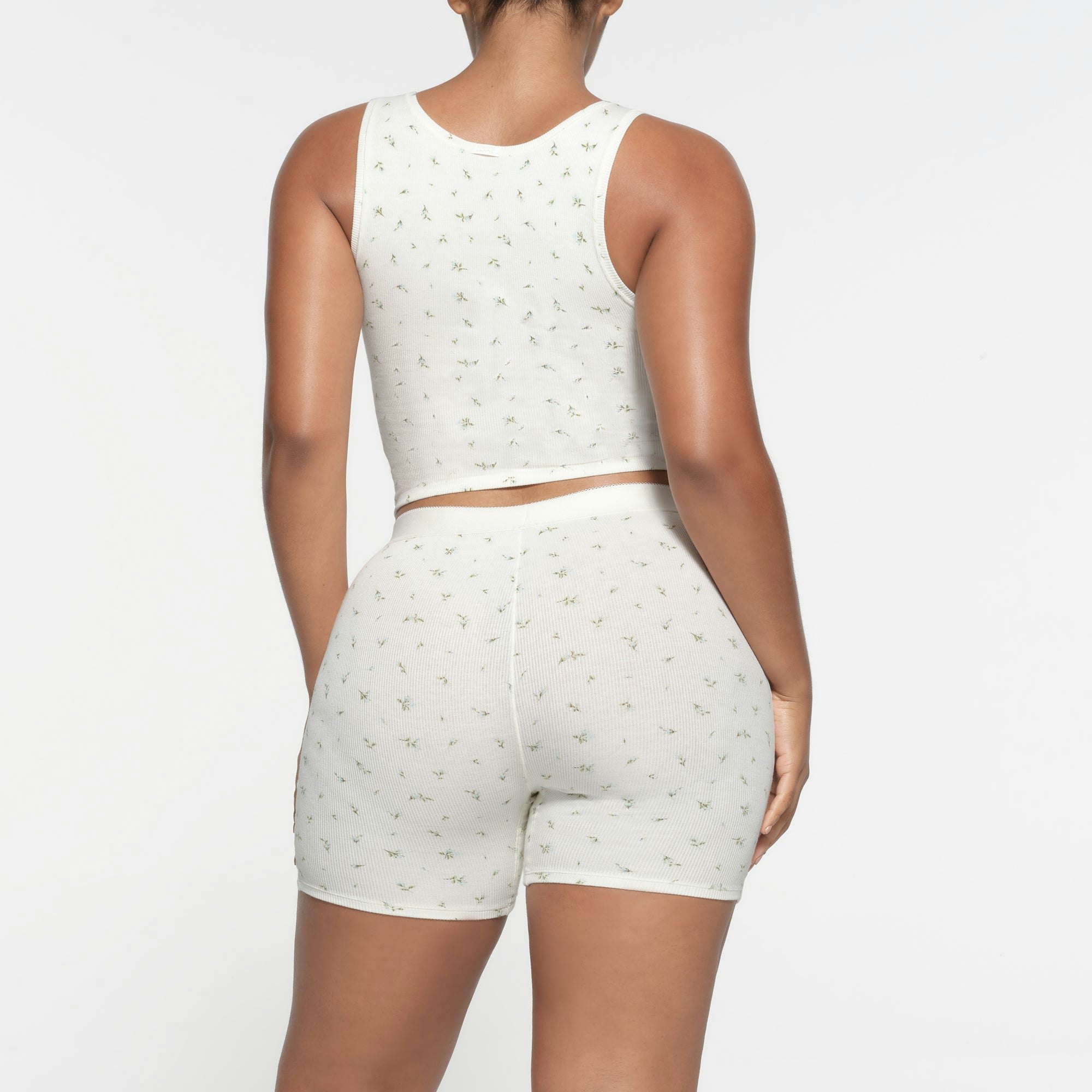 COTTON RIB TANK 3-PACK | BLUE ROSEBUD MULTI ON A MODEL BACK VIEW