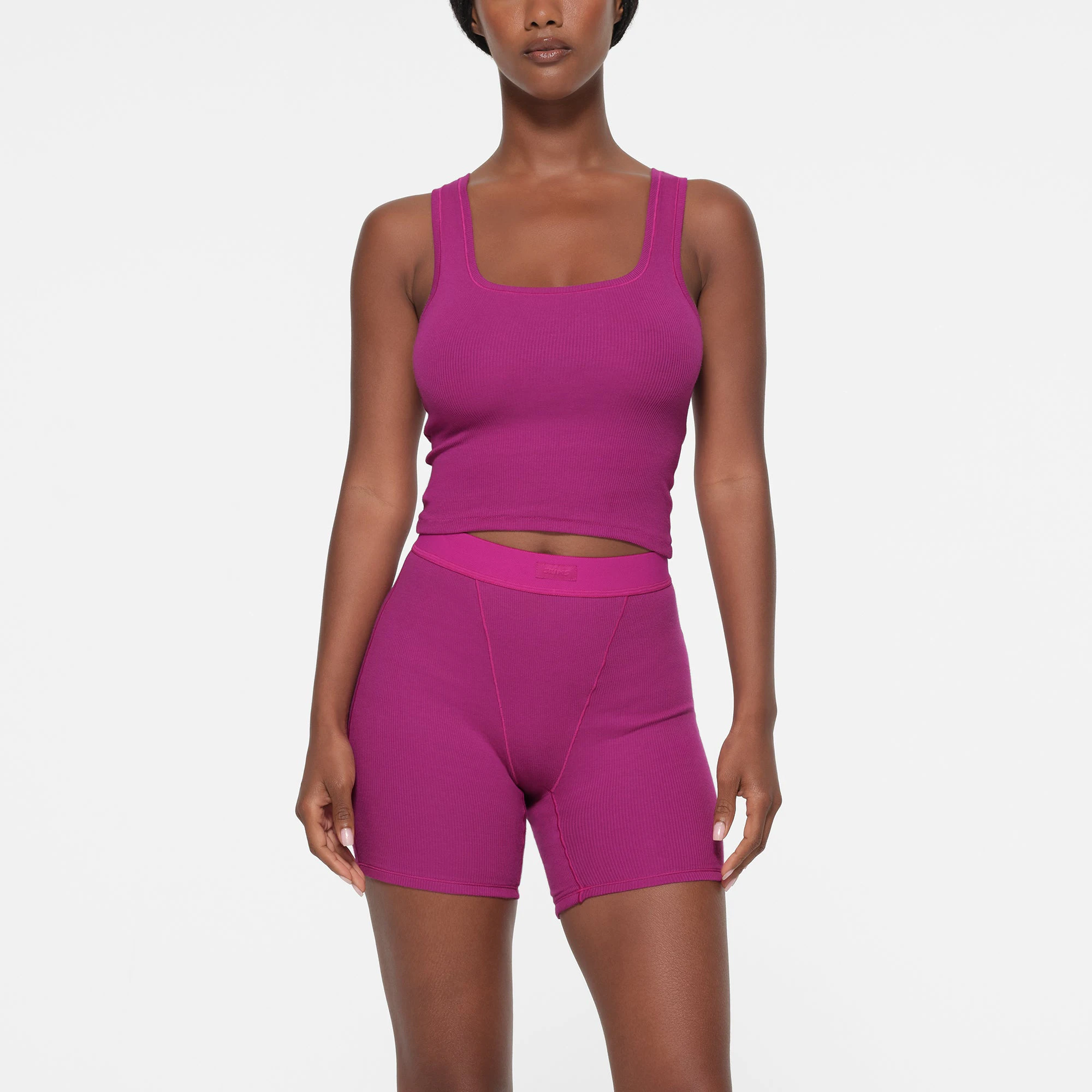 COTTON RIB TANK 3-PACK | LOLLIPOP MULTI ON A MODEL FRONT VIEW