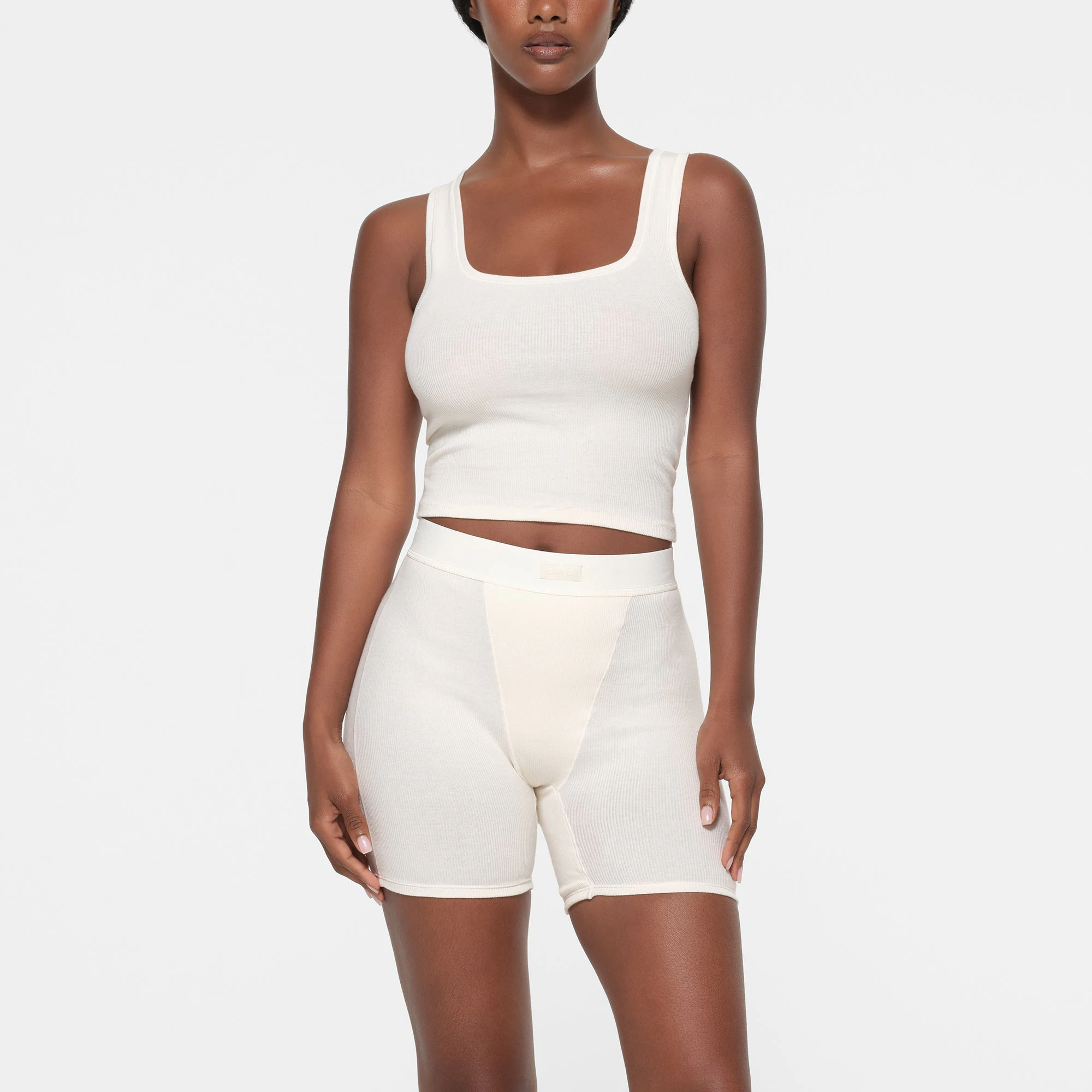 COTTON RIB TANK 3-PACK | LOLLIPOP MULTI ON A MODEL FRONT VIEW