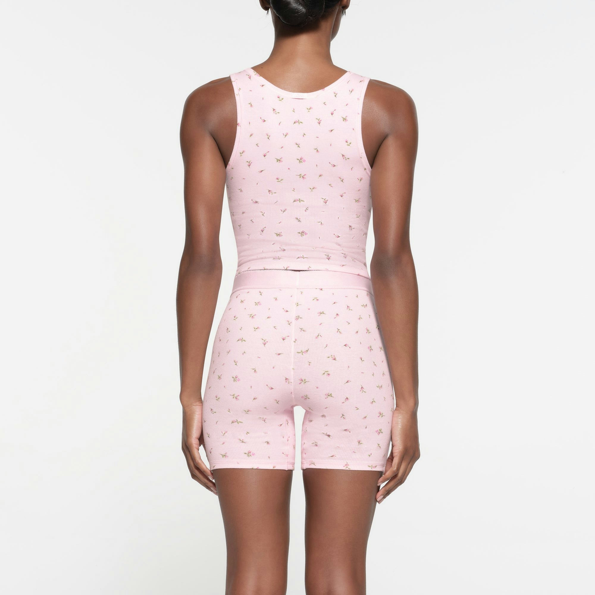 COTTON RIB TANK 3-PACK | PINK ROSEBUD MULTI ON A MODEL BACK VIEW