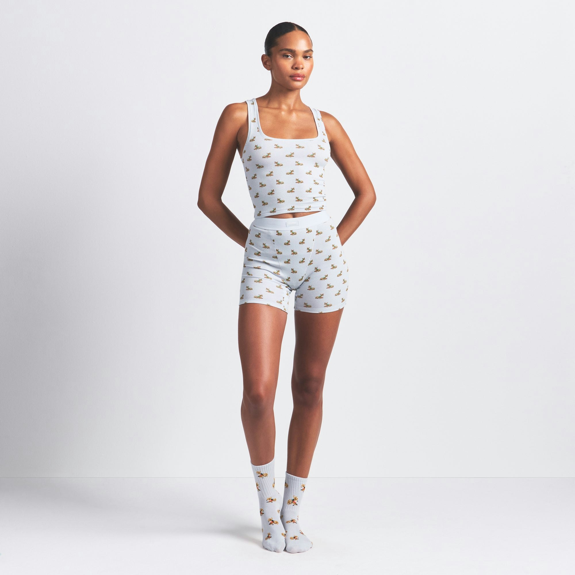 COTTON RIB TANK 3-PACK | ZEN BABY DEER MULTI ON A MODEL FRONT VIEW @ | FOCUS: 0.0, 1.0, 0.9