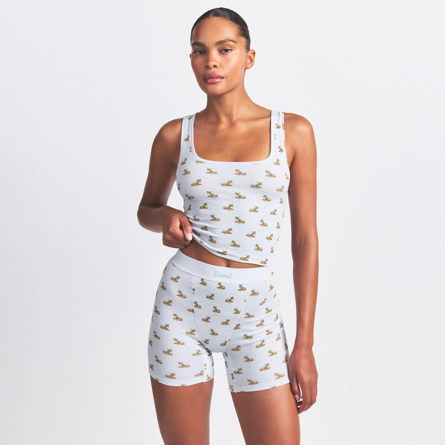 COTTON RIB TANK 3-PACK | ZEN BABY DEER MULTI ON A MODEL SIDE VIEW @ | FOCUS: 0.0, 1.0, 0.9