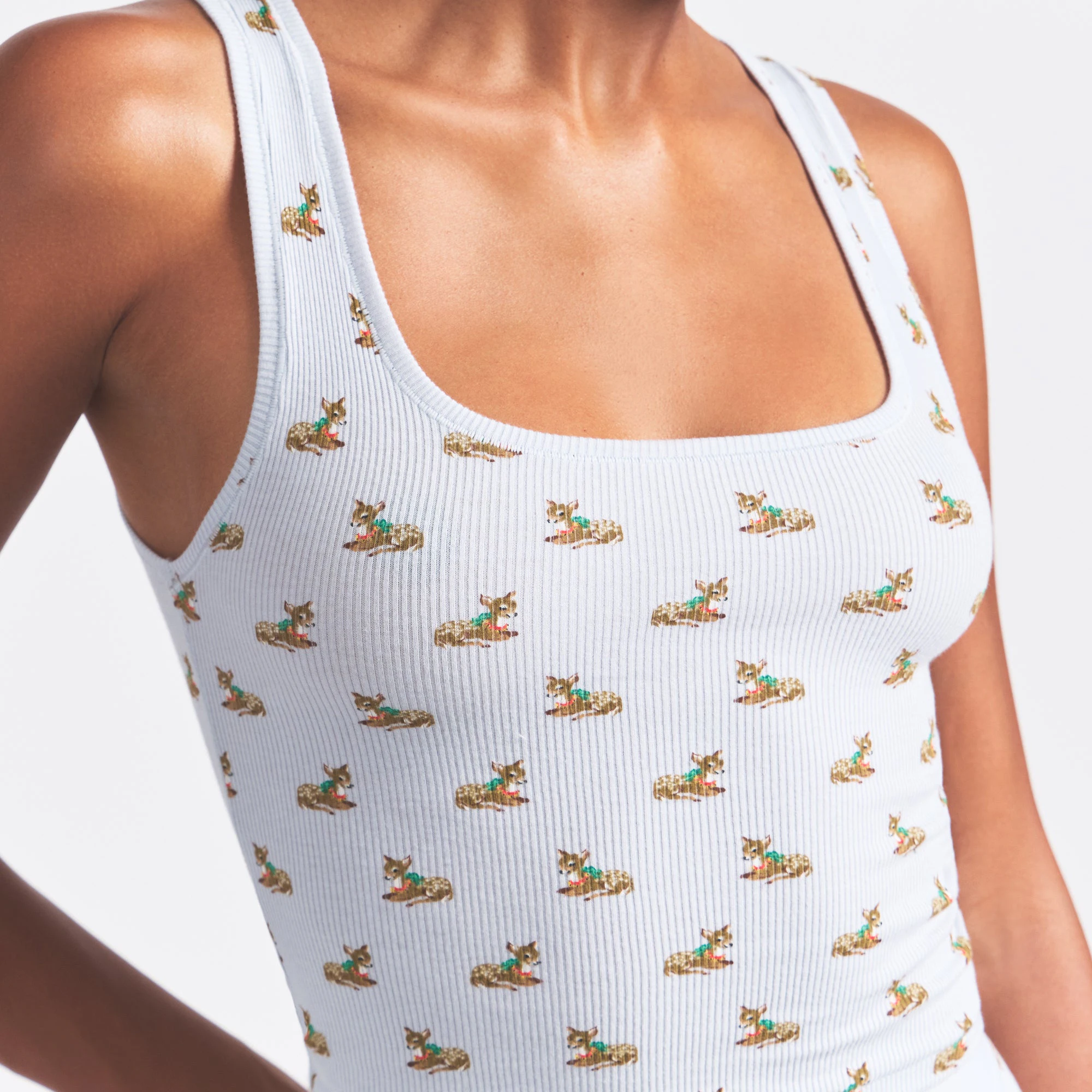 COTTON RIB TANK 3-PACK | ZEN BABY DEER MULTI ON A MODEL SIDE VIEW @ | FOCUS: 0.0, 1.0, 0.9
