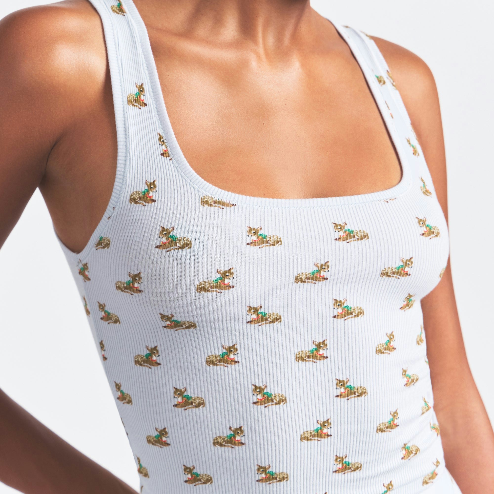 COTTON RIB TANK 3-PACK | ZEN BABY DEER MULTI ON A MODEL SIDE VIEW @ | FOCUS: 0.0, 1.0, 0.9