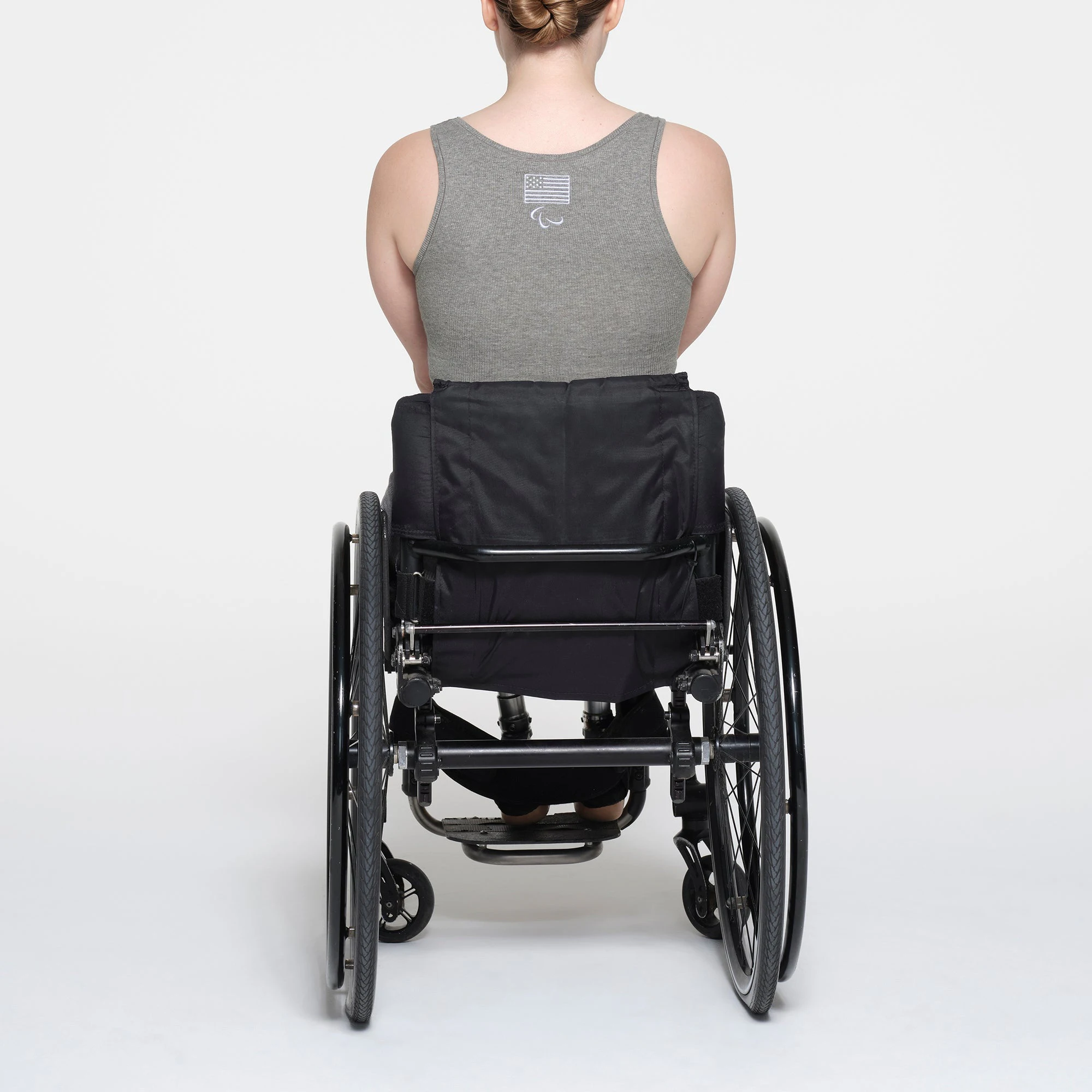 SKIMS FOR TEAM USA COTTON RIB PARALYMPIC TANK | HEATHER GREY ON A MODEL BACK VIEW