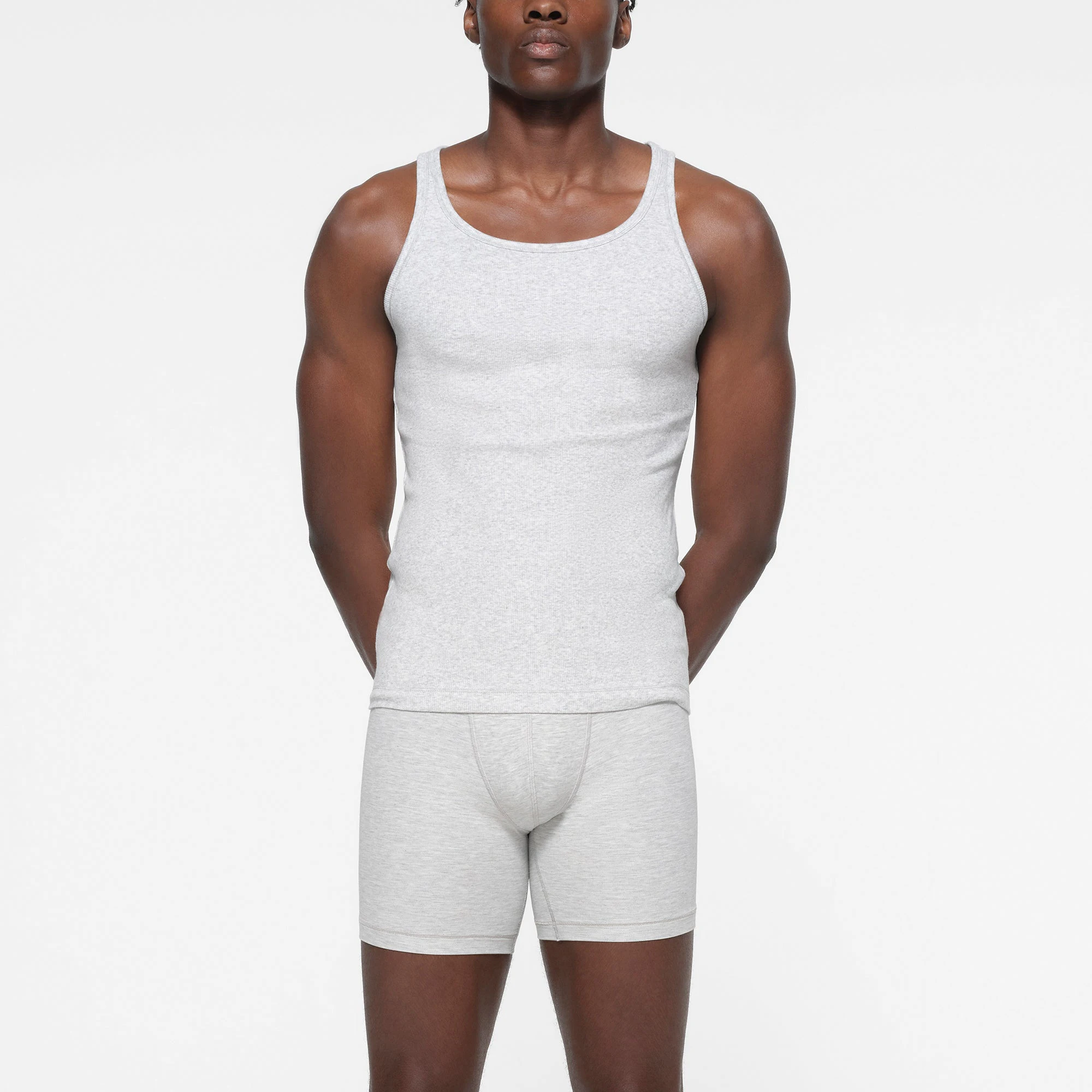 SKIMS COTTON MENS RIB TANK 3-PACK | PHOENIX MULTI ON A MODEL FRONT VIEW