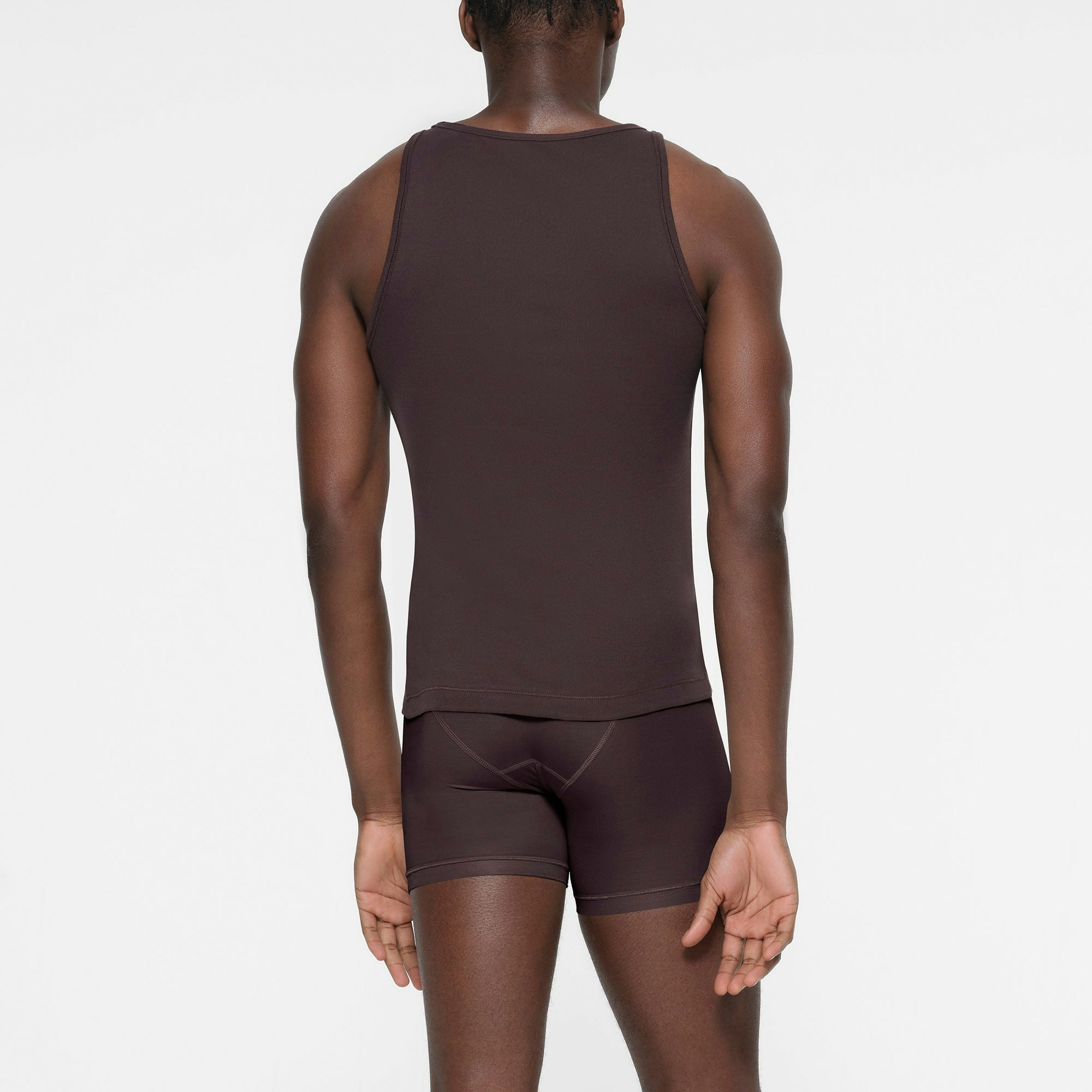SKIMS COTTON MENS RIB TANK 3-PACK | PHOENIX MULTI ON A MODEL BACK VIEW
