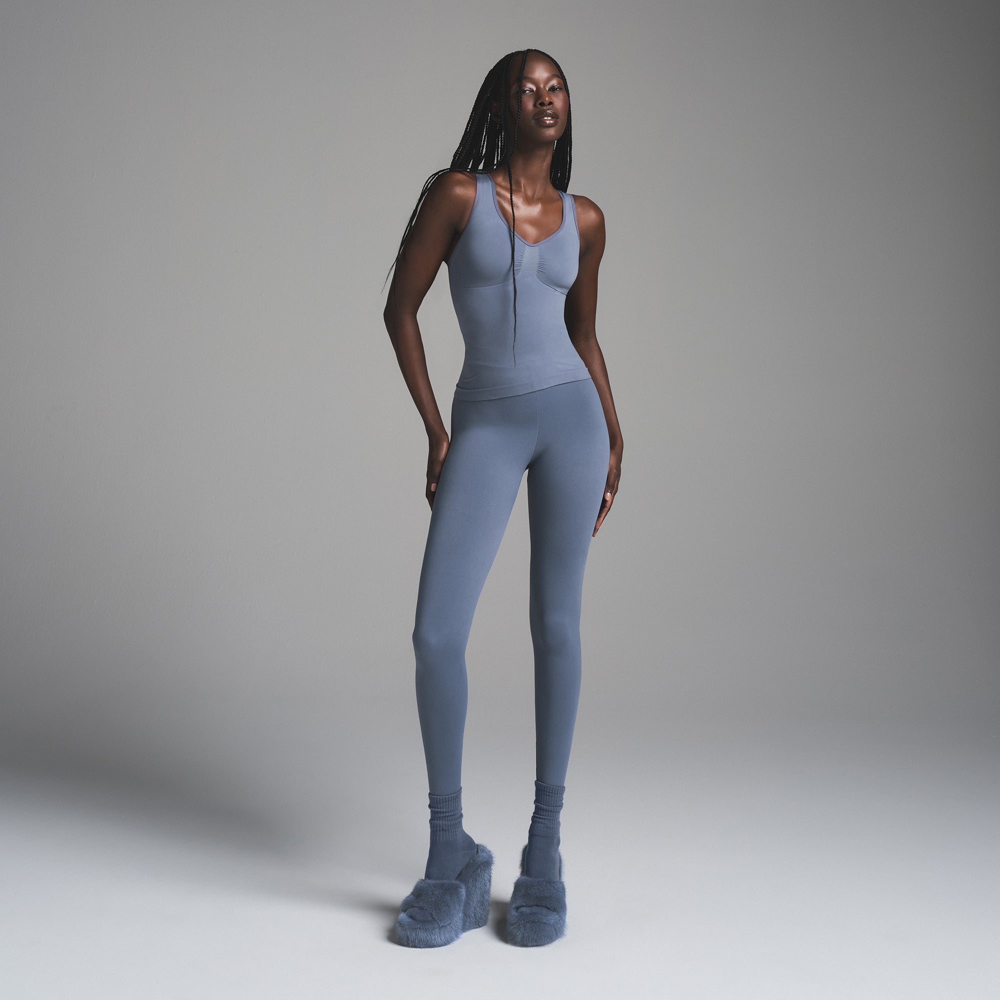 SEAMLESS SCULPT TANK | STEEL BLUE | XXS