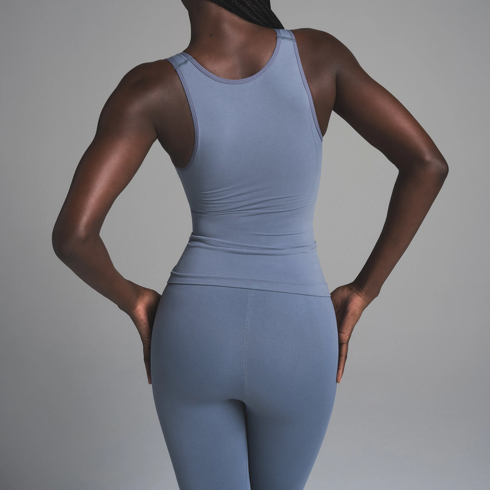 SEAMLESS SCULPT TANK STEEL BLUE ADDITIONAL FABRIC DETAILS