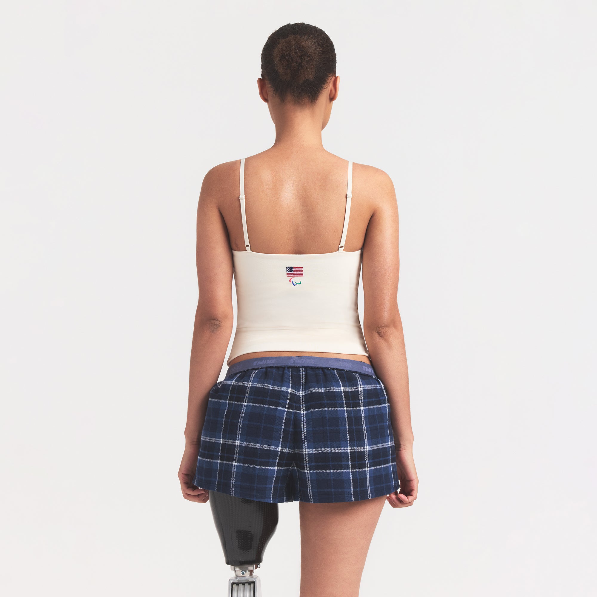 SKIMS FOR TEAM USA COTTON JERSEY PARALYMPIC CAMI | ECRU ON A MODEL SIDE VIEW @ | FOCUS: 0.0, 1.0, 0.9