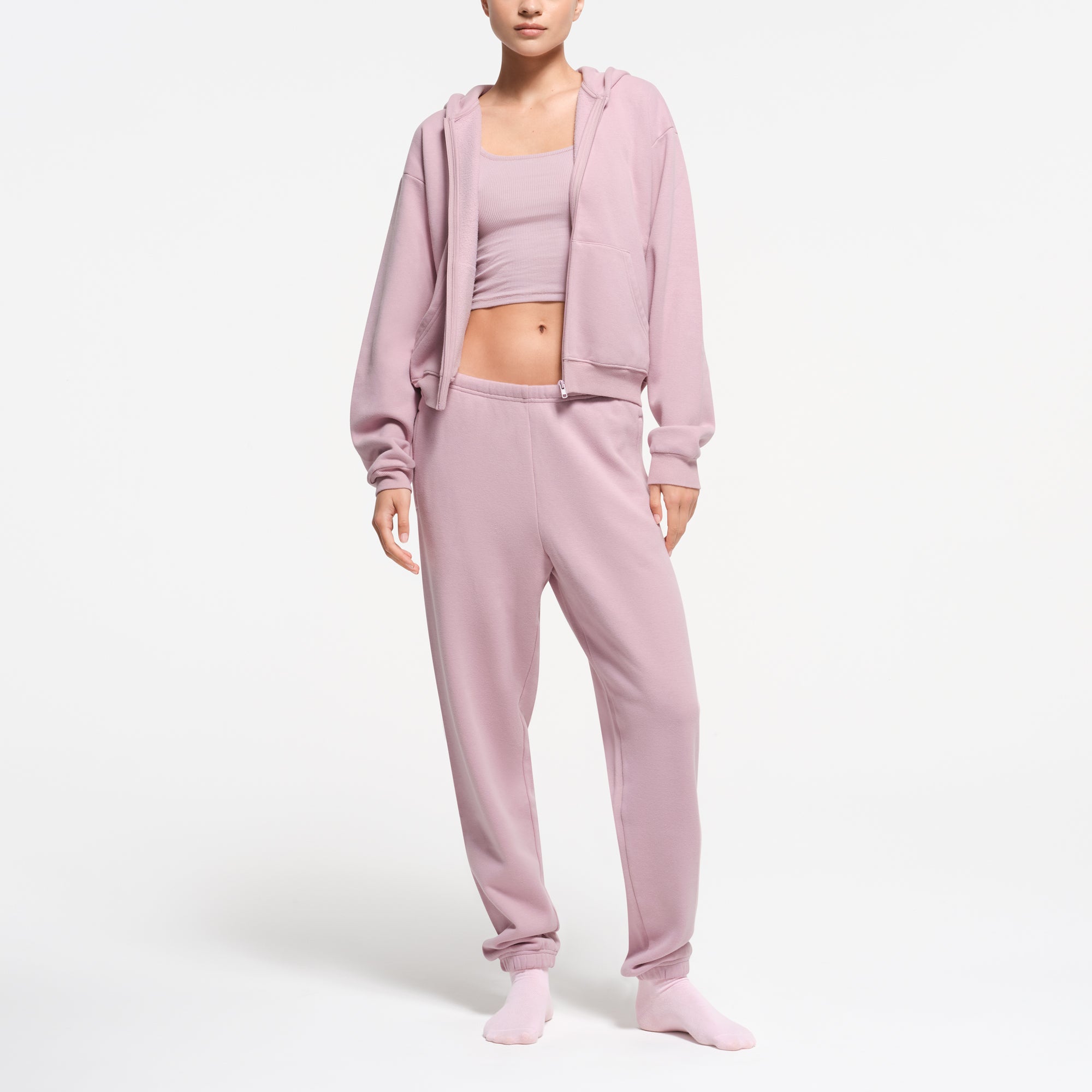 COTTON FLEECE ZIP UP HOODIE | DUSK