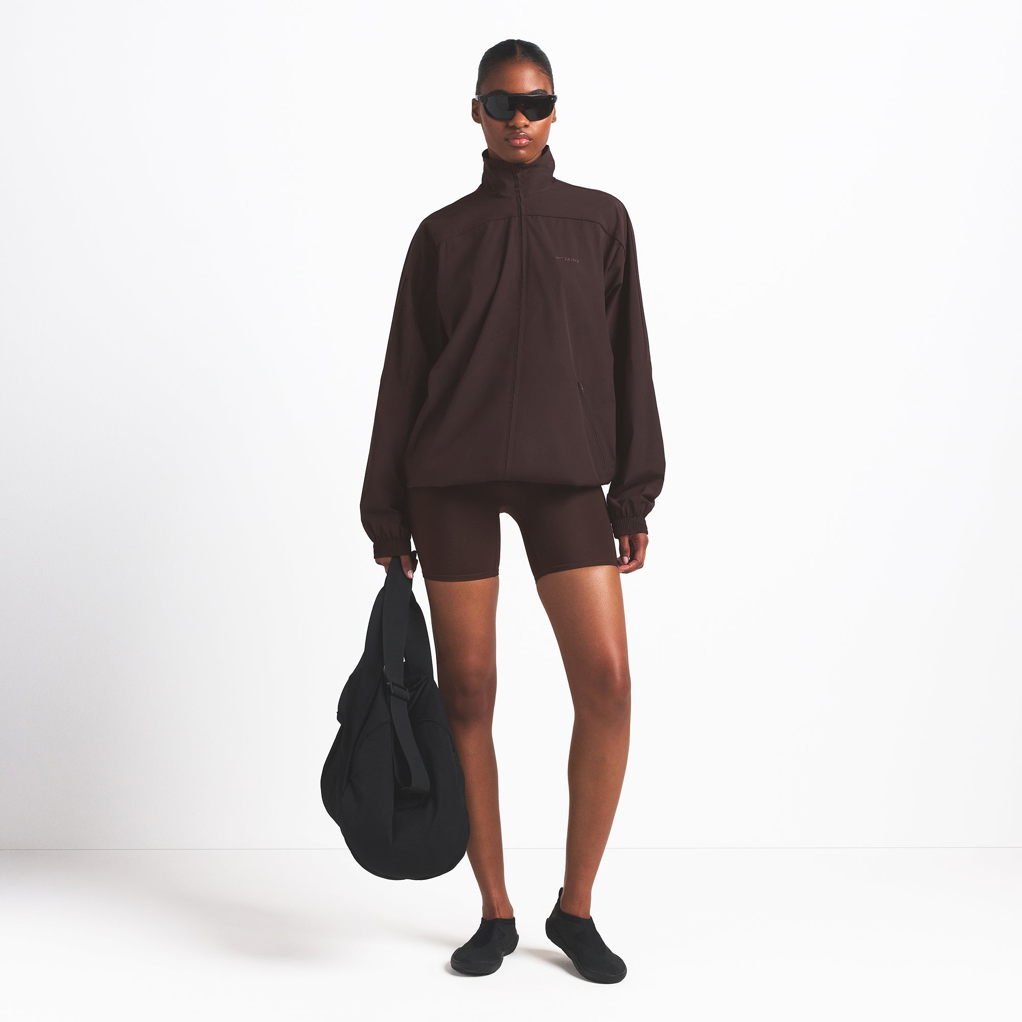 NikeSKIMS WOVEN NYLON OVERSIZED TRACK JACKET | PHOENIX ON A MODEL FRONT VIEW @ | FOCUS: 0.0, 1.0, 0.9