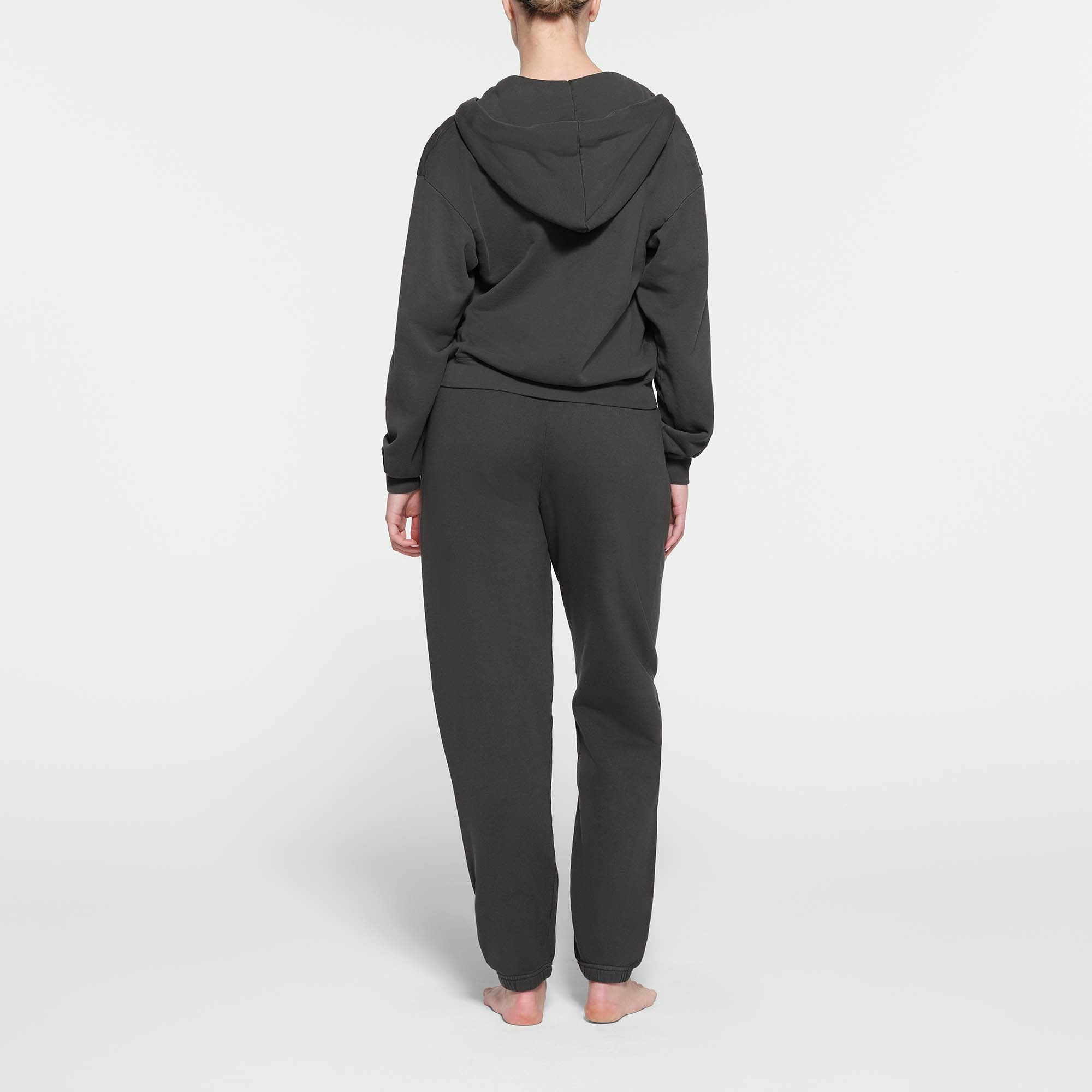 FRENCH TERRY CLASSIC ZIP UP HOODIE | ASH ON A MODEL BACK VIEW