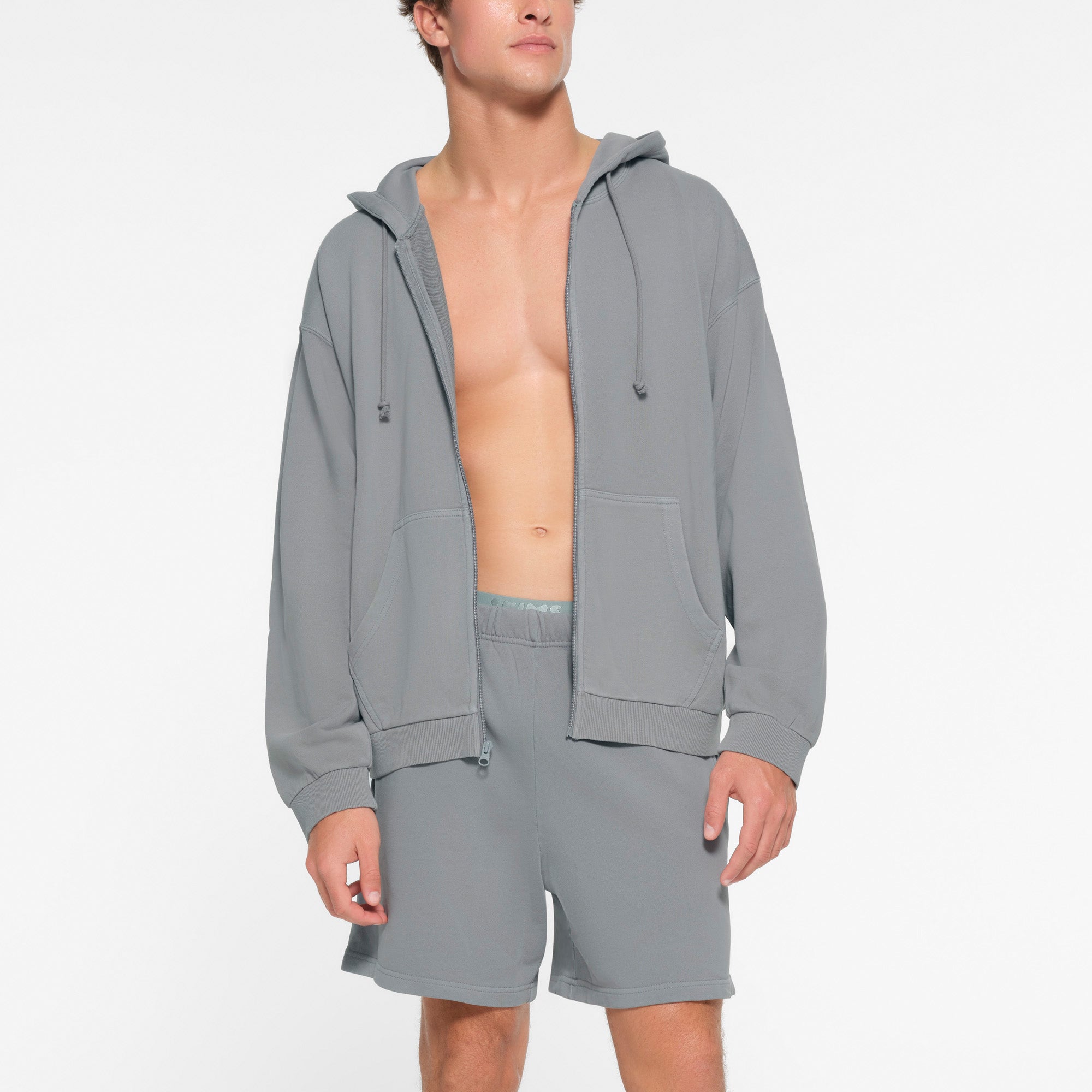 TERRY MENS RELAXED ZIP UP HOODIE | PACIFIC