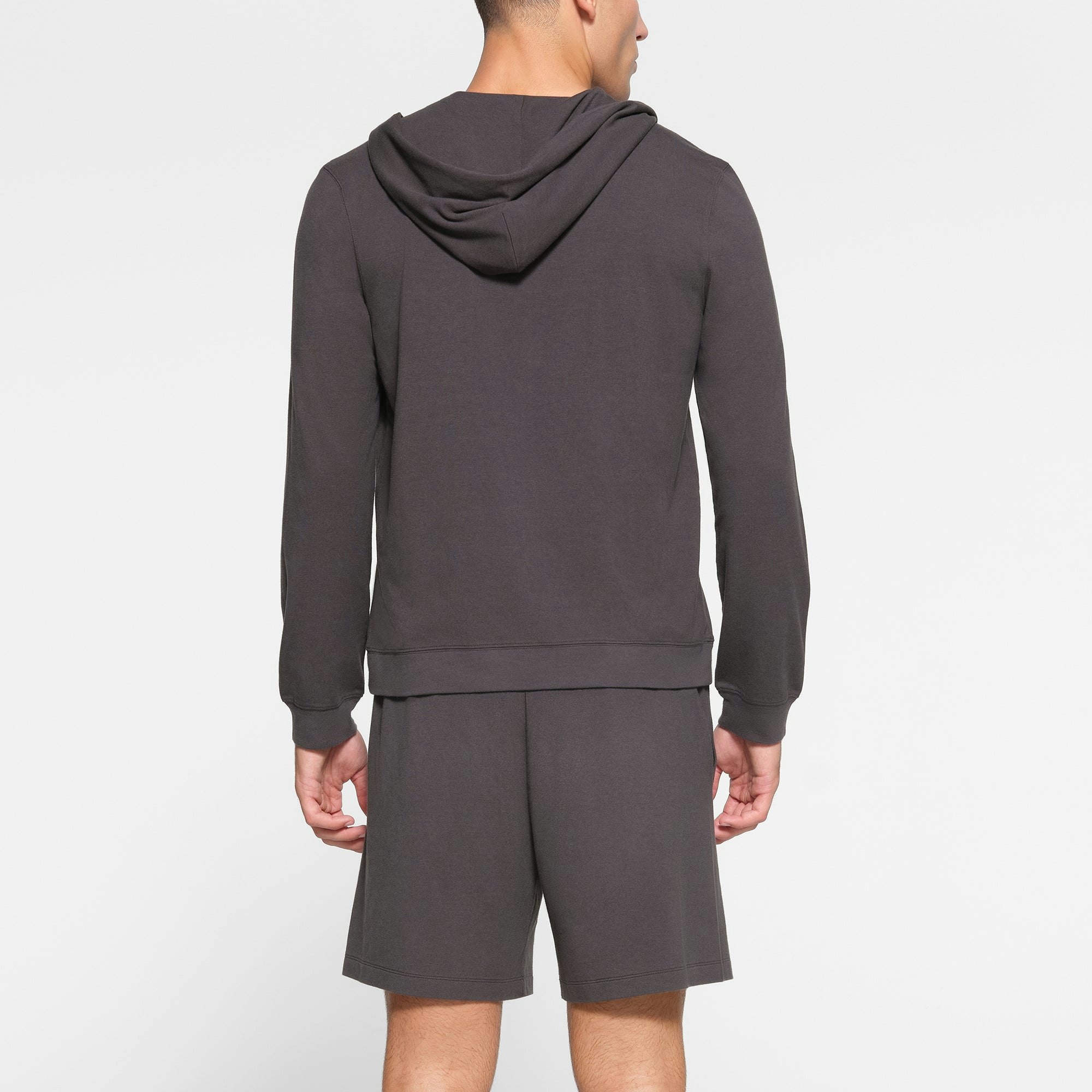 JERSEY LOUNGE MENS ZIP UP HOODIE | ASH MODEL BACK