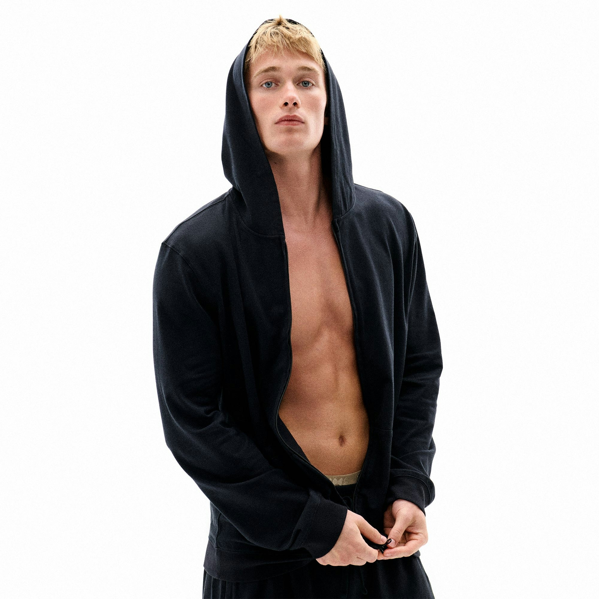 JERSEY LOUNGE MENS ZIP UP HOODIE | OBSIDIAN CAMPAIGN IMAGERY @ | FOCUS: 0.0, 1.0, 0.9