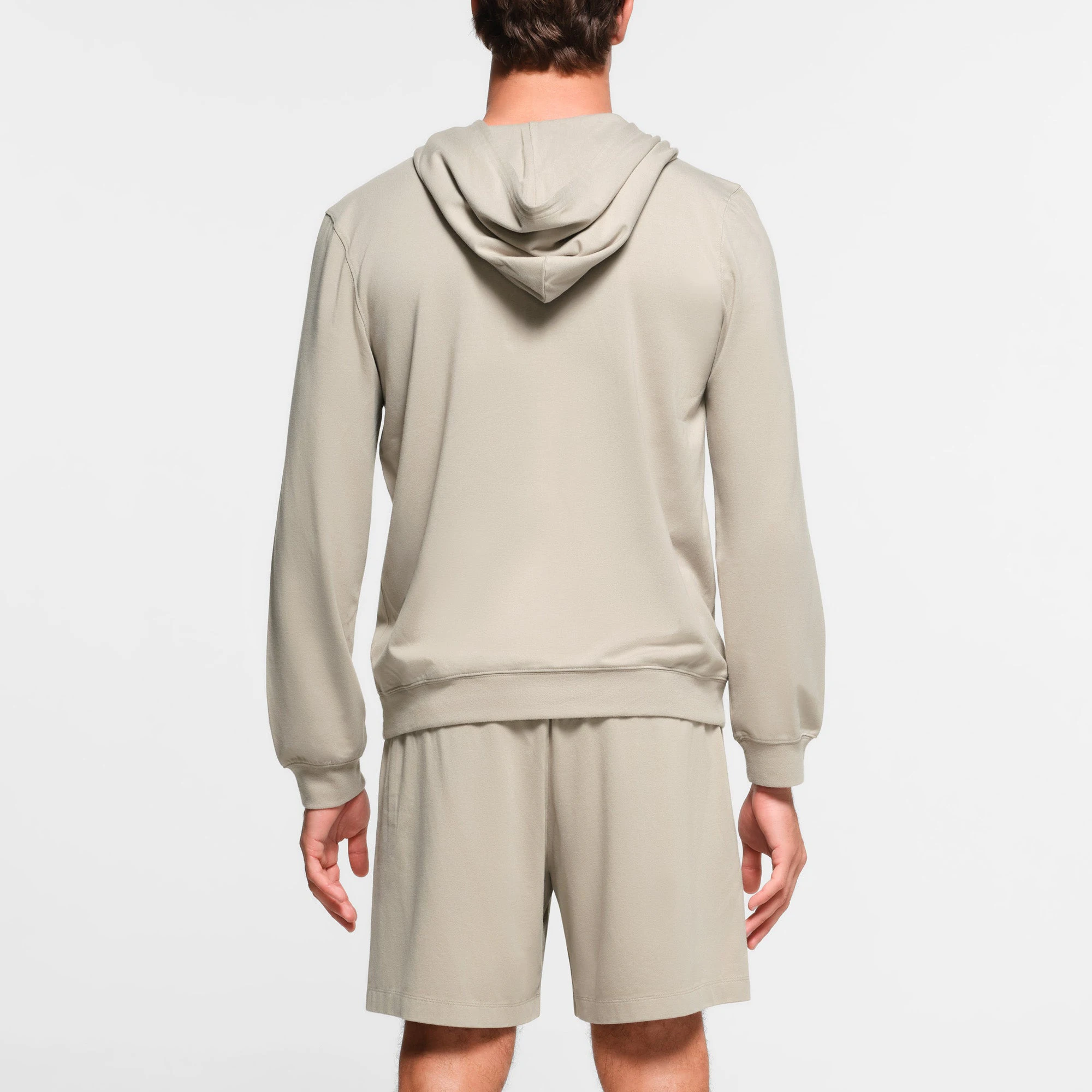 JERSEY LOUNGE MENS ZIP UP HOODIE | SHALE ON A MODEL BACK VIEW