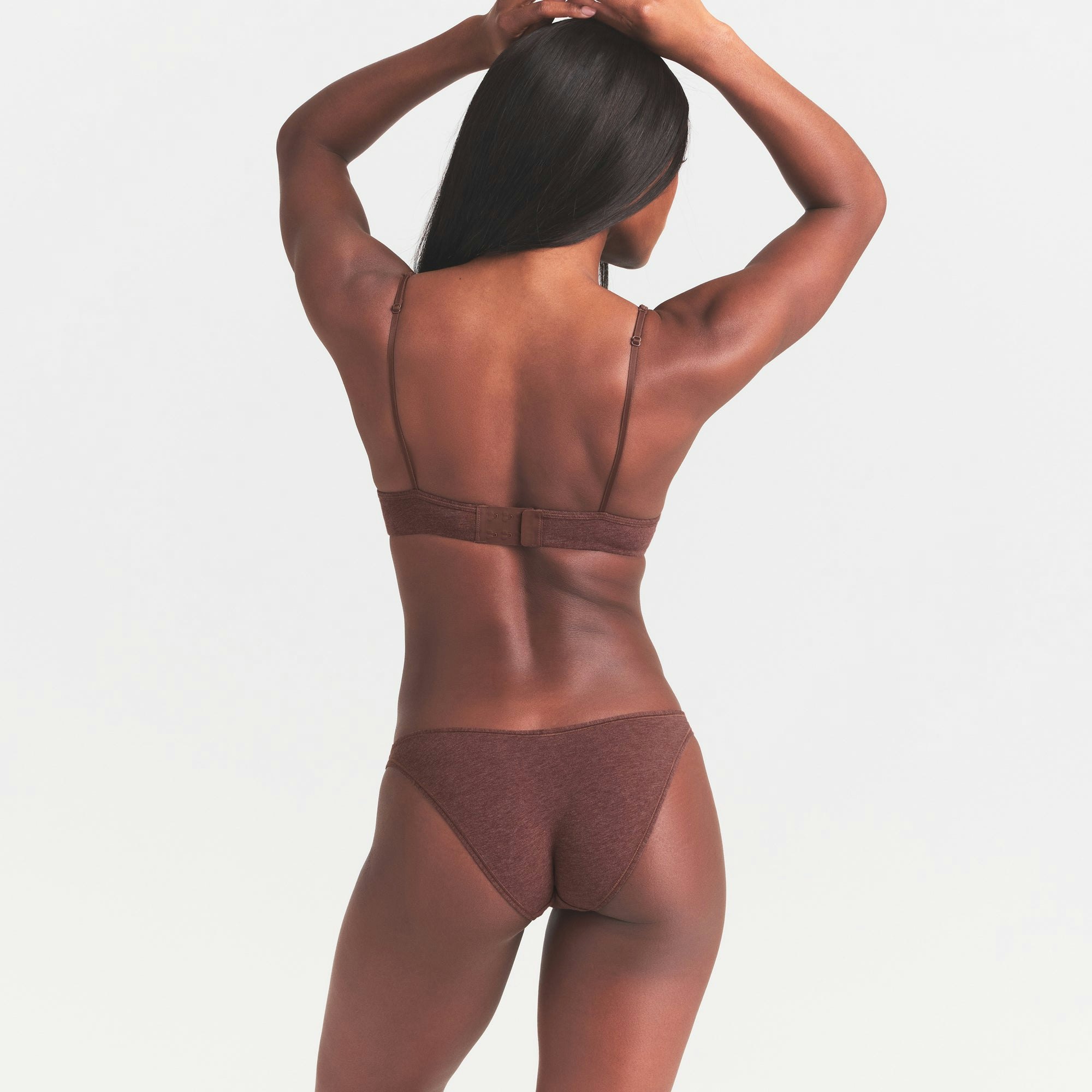 EVERYDAY COTTON BIKINI | COCOA HEATHER ON A MODEL SIDE  VIEW @ | FOCUS: 0.0, 1.0, 0.9