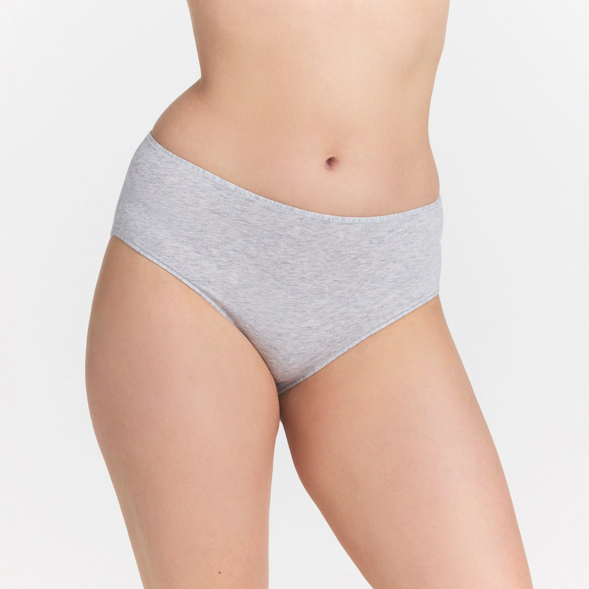 EVERYDAY COTTON BRIEF | LIGHT HEATHER GREY ON A MODEL SIDE VIEW @ | FOCUS: 0.0, 1.0, 0.9