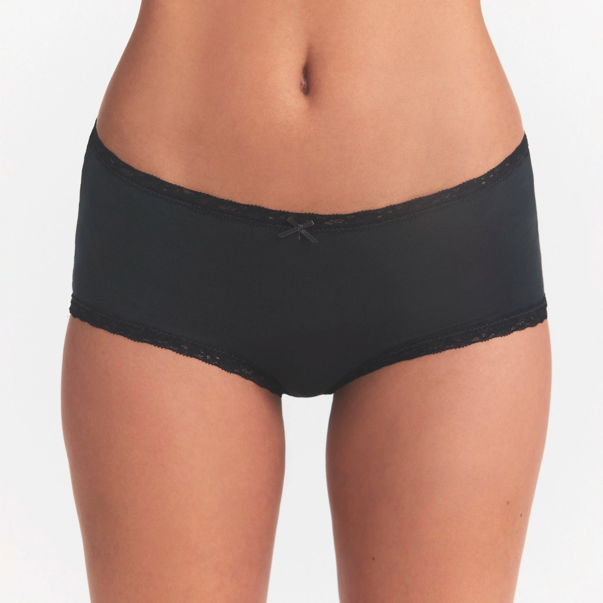 LIGHTWEIGHT COTTON LACE HIPSTER | SOOT TONAL ON A MODEL SIDE VIEW | FOCUS: 0.0, 1.0, 0.9