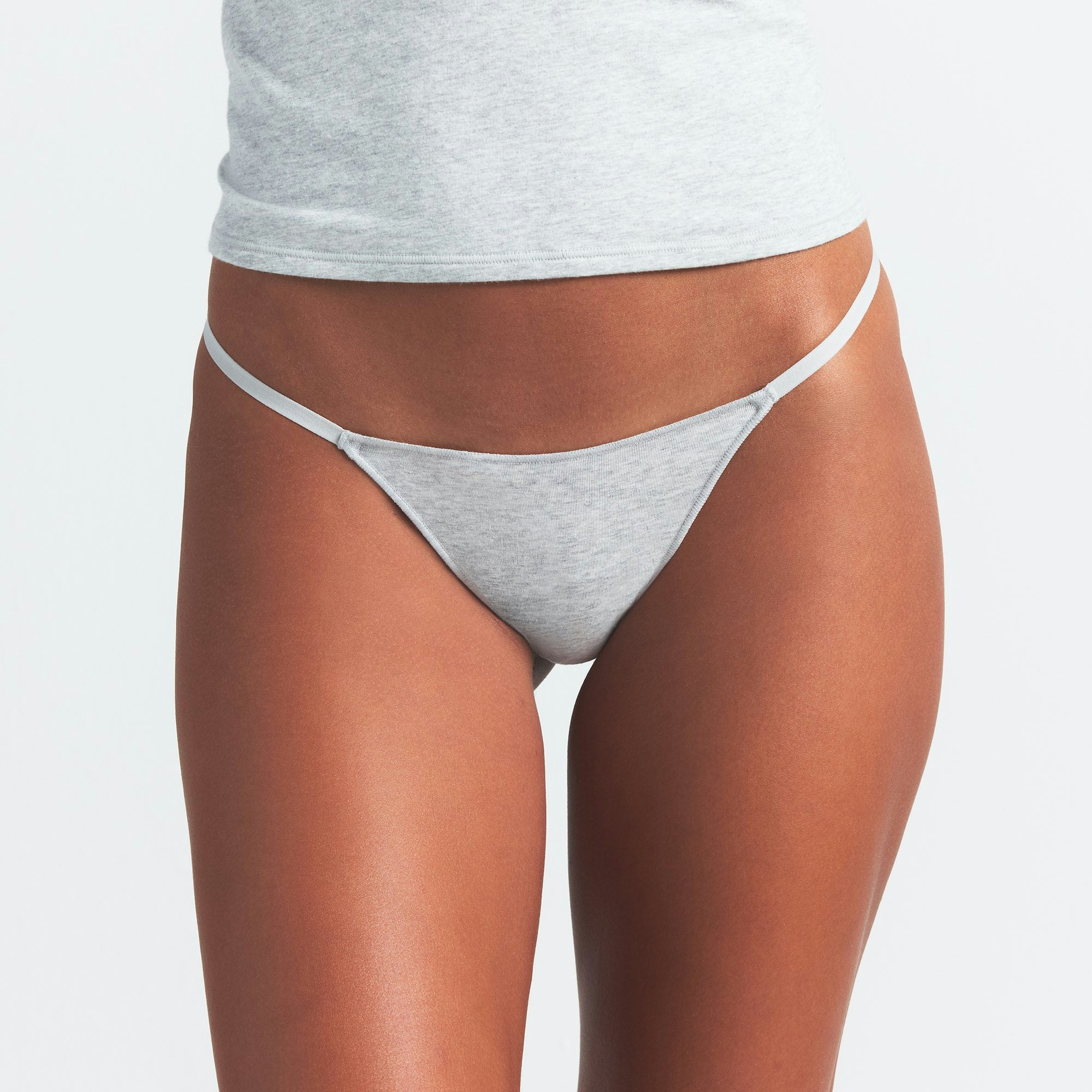 LIGHTWEIGHT Cotton STRING THONG 10-PACK | HEATHER SOOT MULTI ON A MODEL FRONT VIEW @ | FOCUS: 0.0, 1.0, 0.9