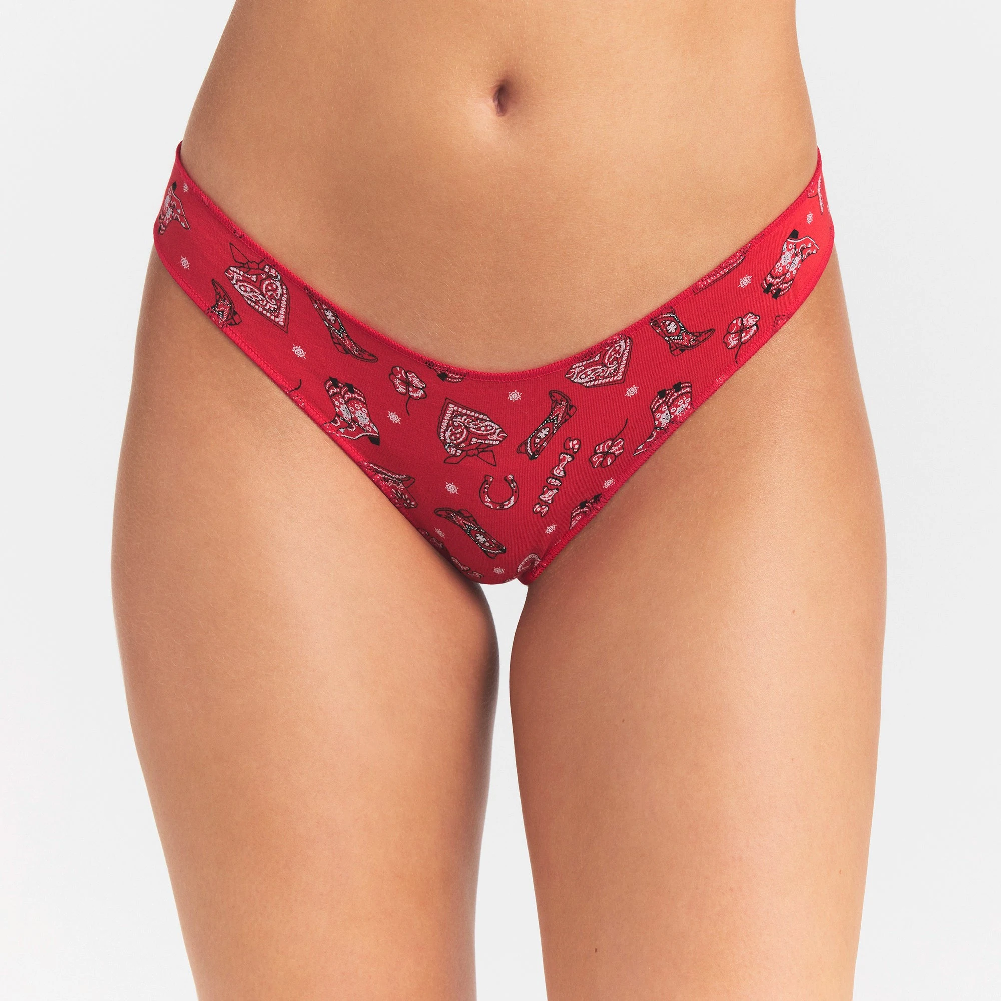 LIGHTWEIGHT COTTON THONG 10-PACK | DAINTY FLORAL MULTI ON A MODEL SIDE VIEW @ | FOCUS: 0.0, 1.0, 0.9