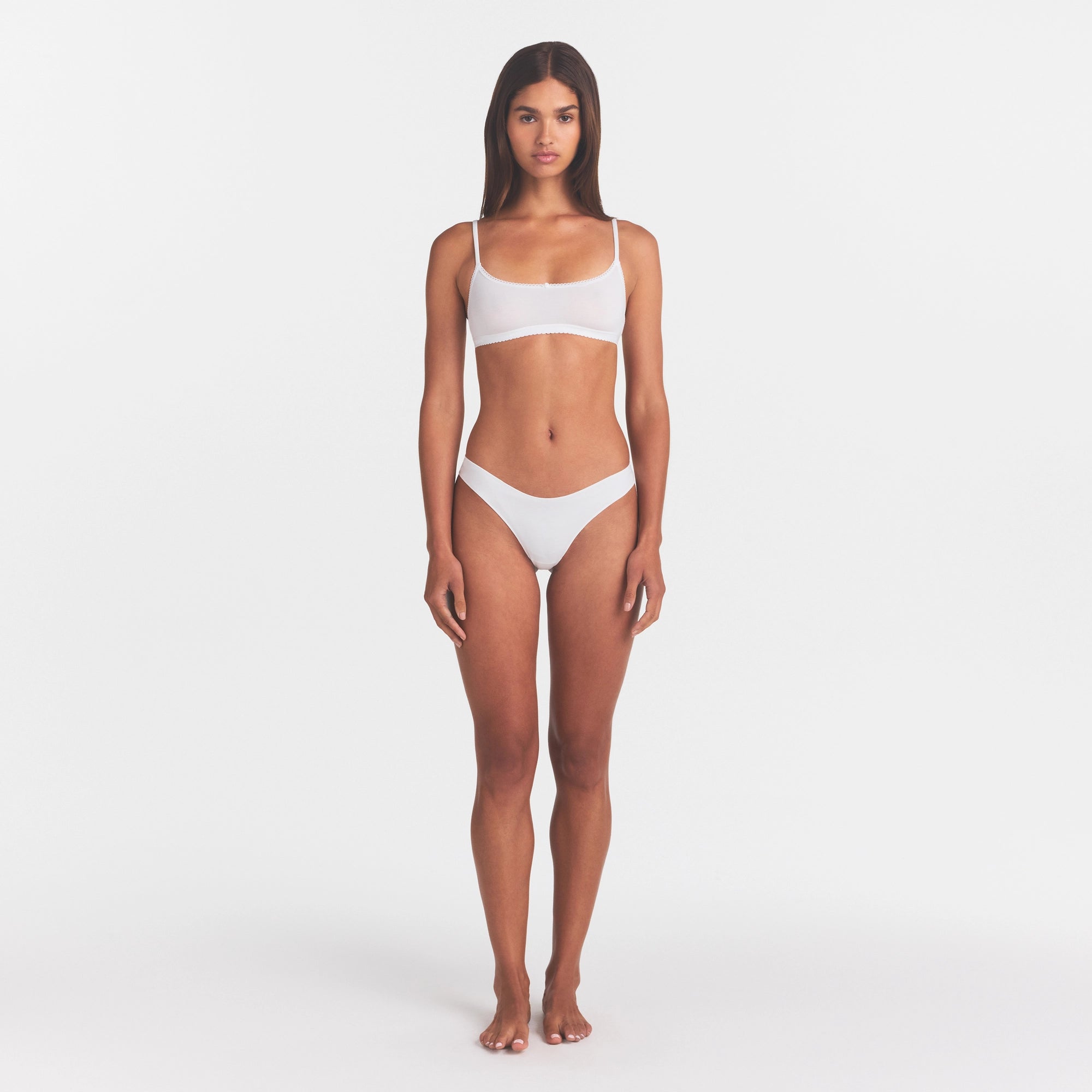 LIGHTWEIGHT COTTON THONG 10-PACK | MICRO DOT FLORAL MULTI ON A MODEL FRONT VIEW @ | FOCUS: 0.0, 1.0, 0.9