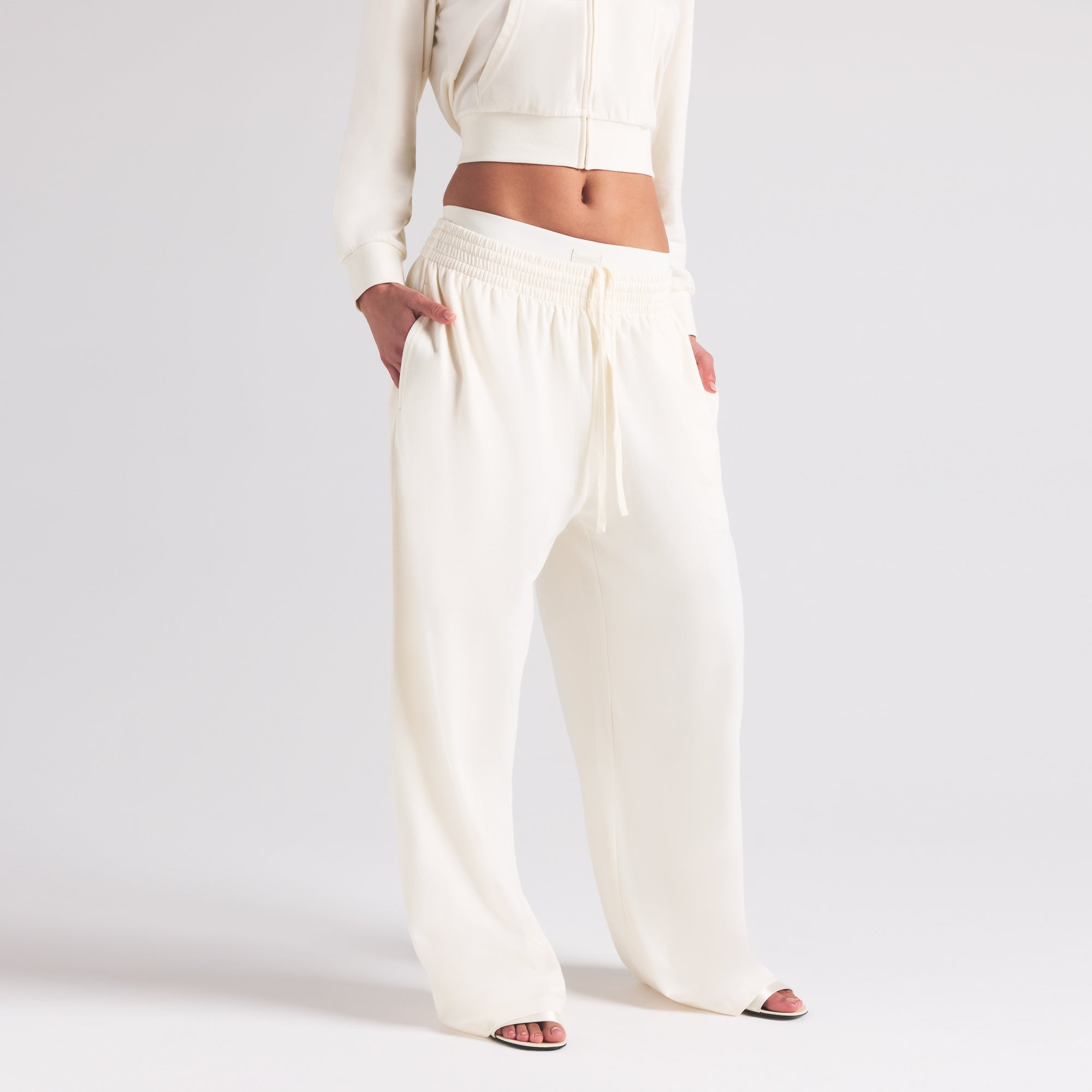 COTTON JERSEY WIDE LEG PANT | MARBLE