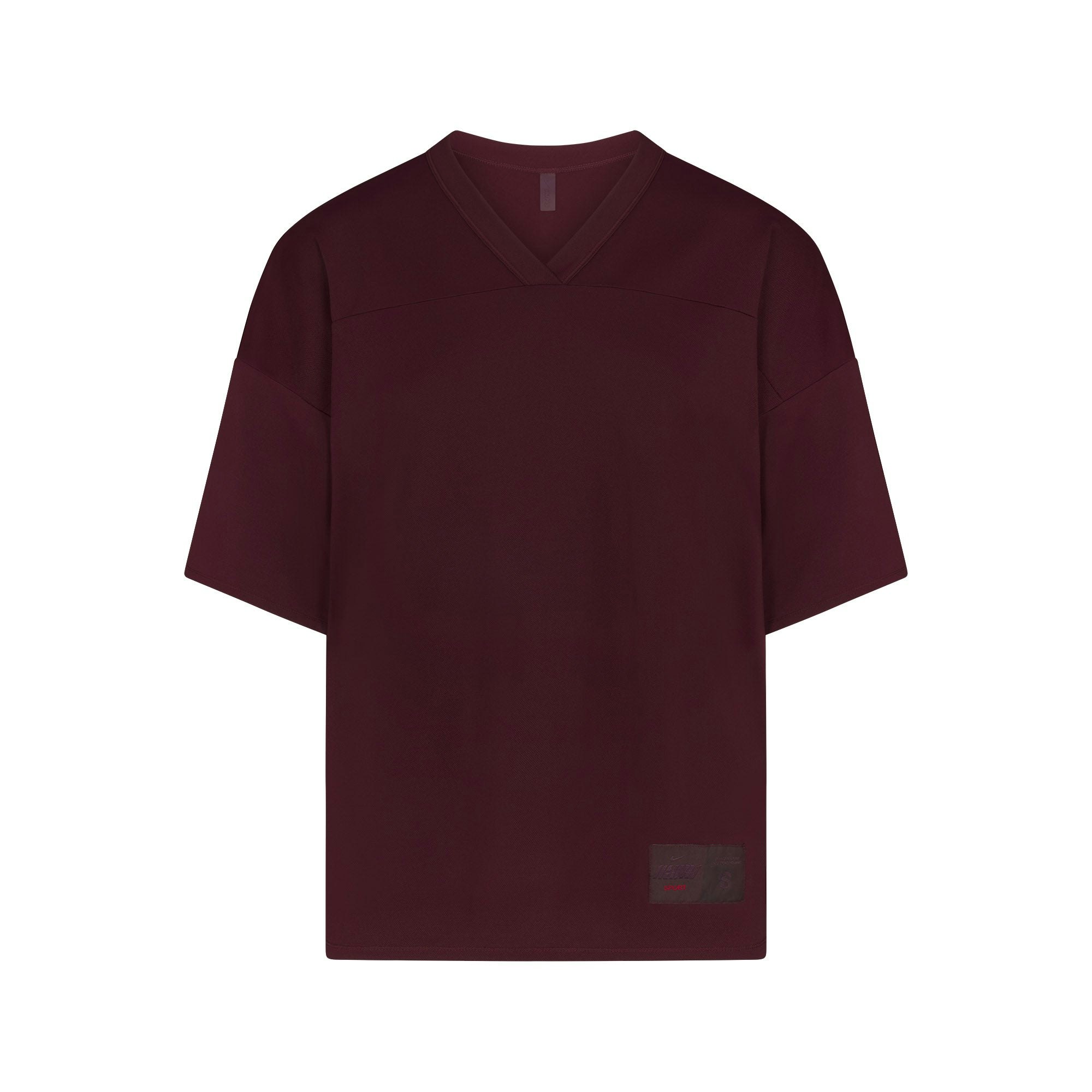 NikeSKIMS AIRY V-NECK OVERSIZED TOP | CURRANT FLAT ON A WHITE BACKGROUND | FLT