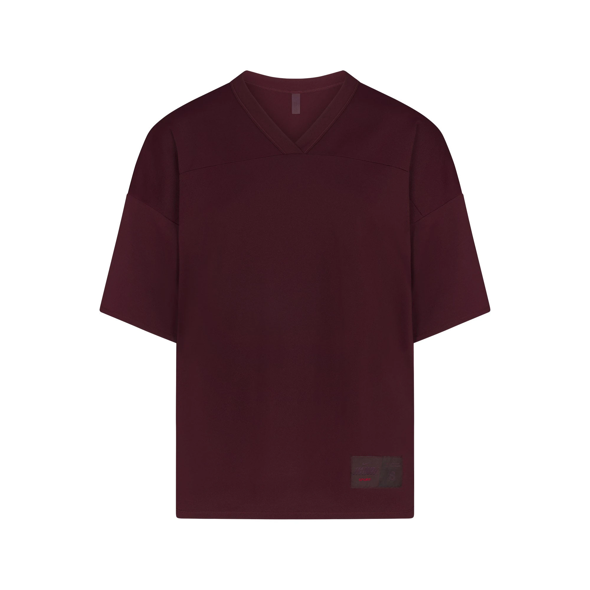 NikeSKIMS AIRY V-NECK OVERSIZED TOP | CURRANT FLAT ON A WHITE BACKGROUND | FLT