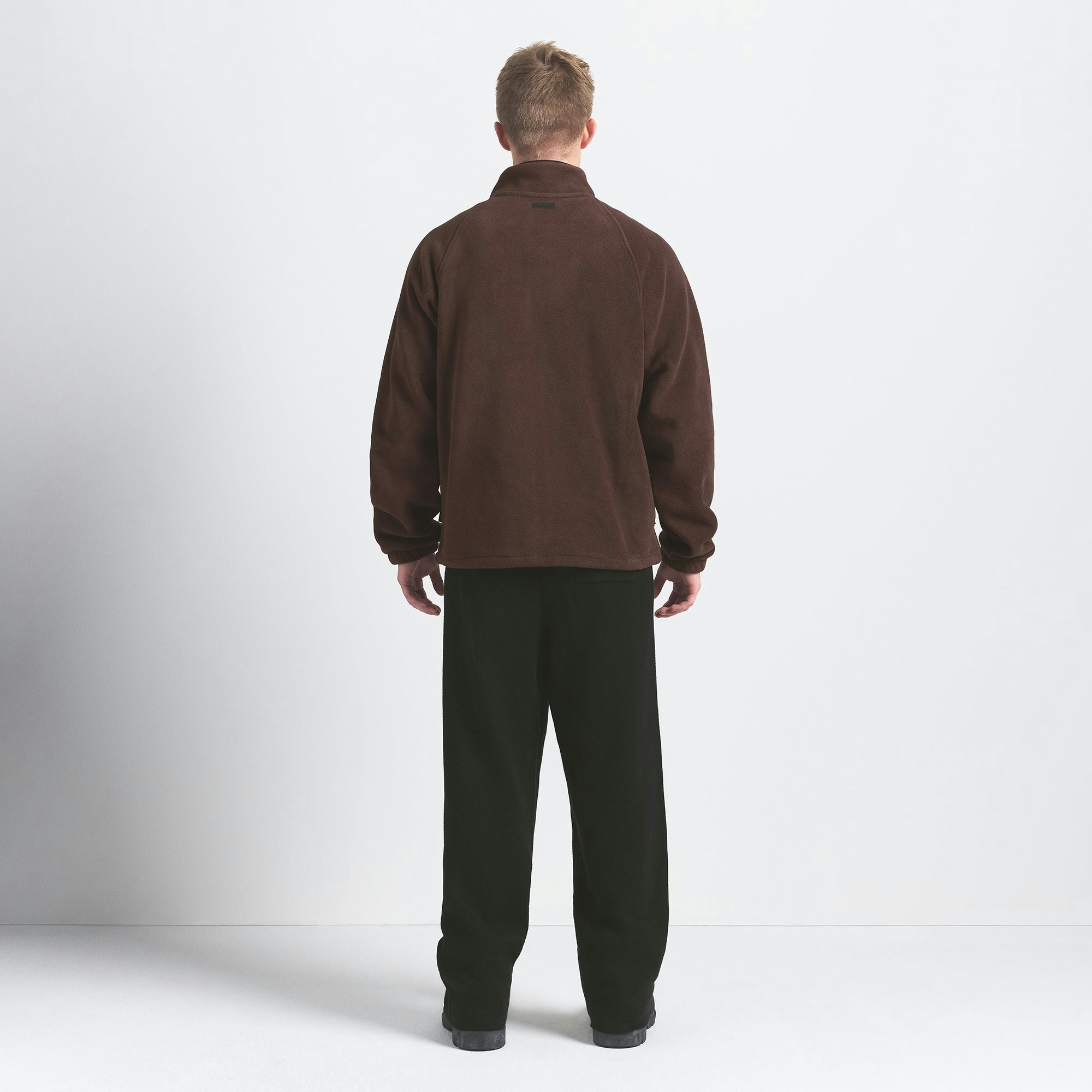 POLAR FLEECE MENS ZIP UP JACKET | ESPRESSO ON A MODEL BACK VIEW @ | FOCUS: 0.0, 1.0, 0.9