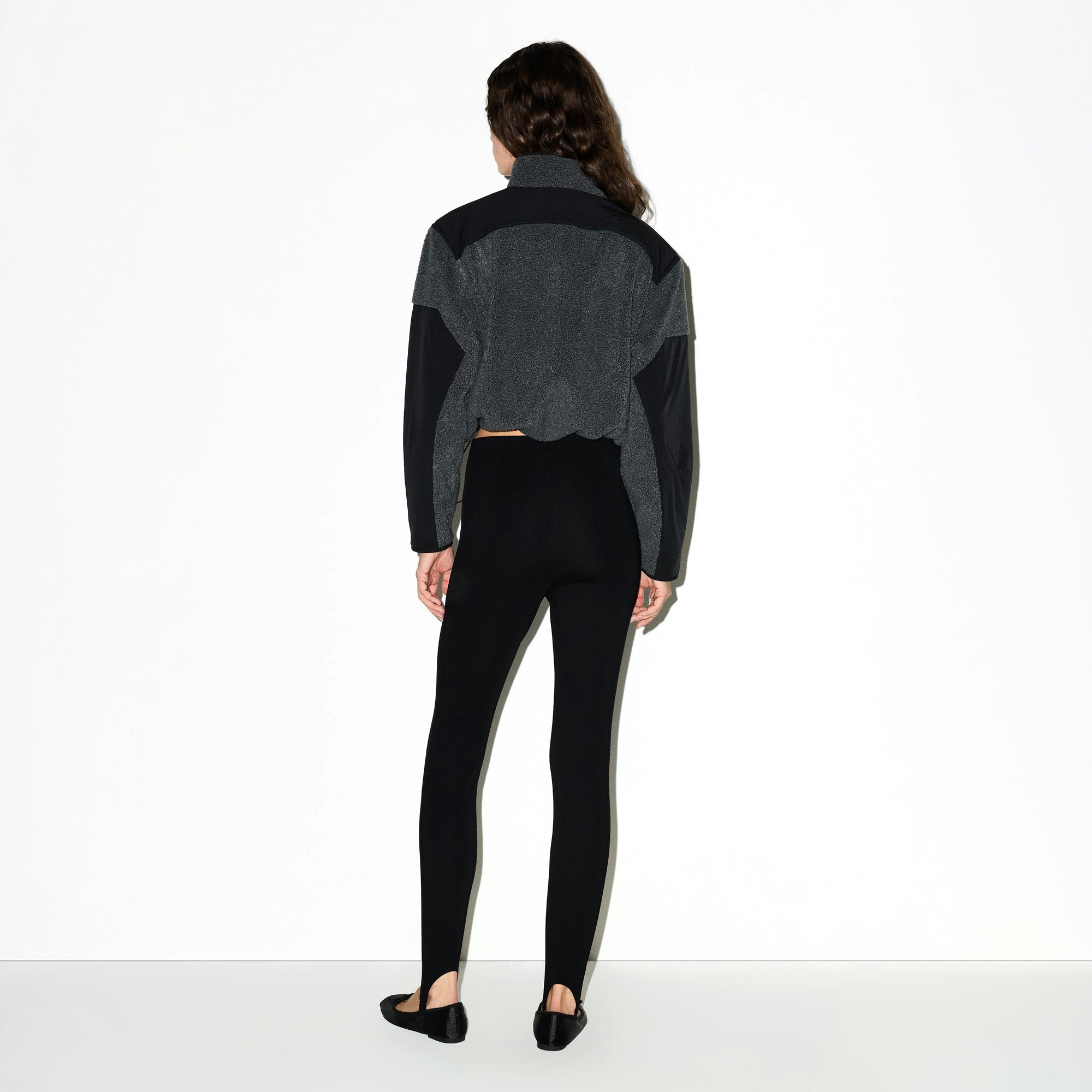 TEDDY BOXY ZIP UP JACKET | ASH ON A MODEL FRONT VIEW @ | FOCUS: 0.0, 1.0, 0.9