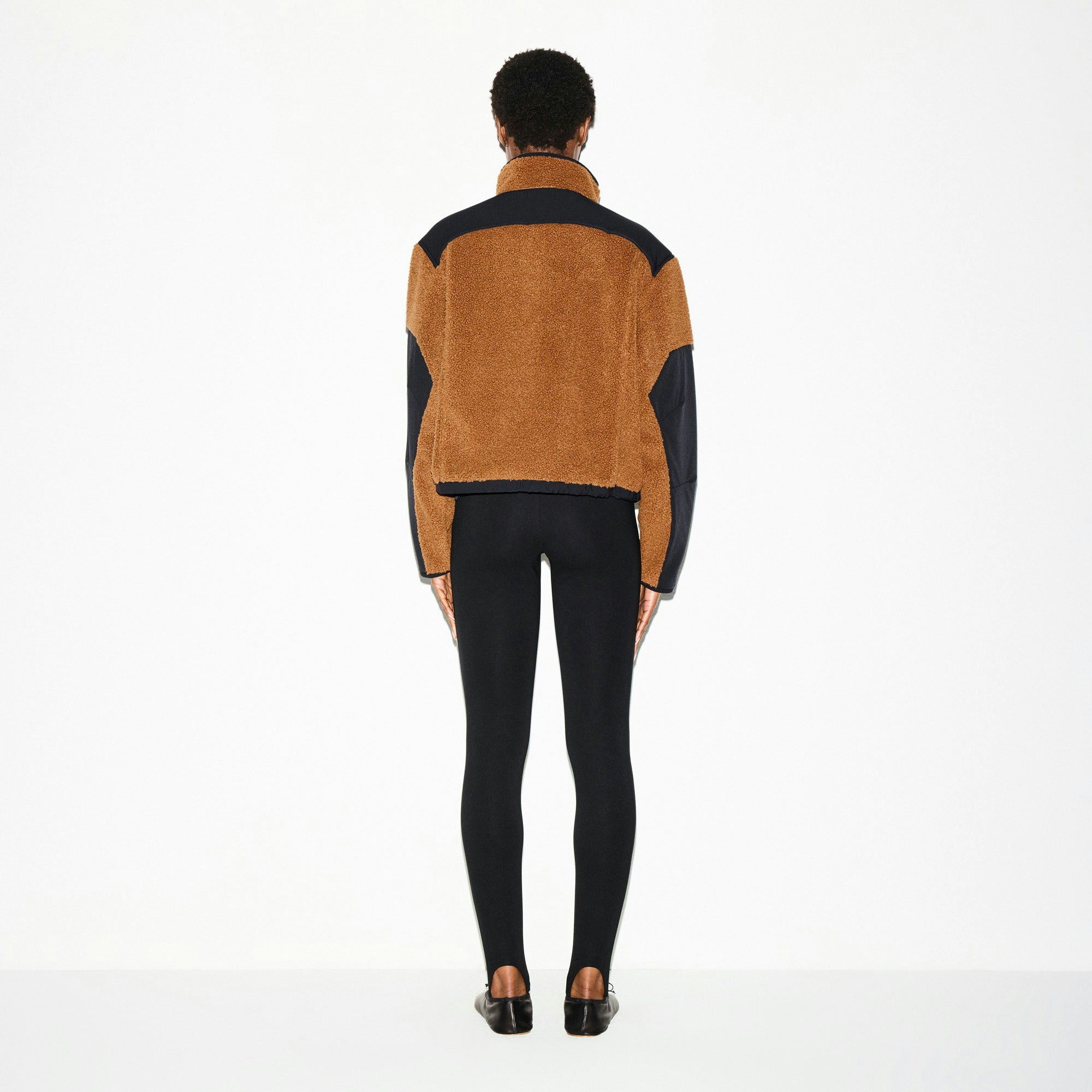 TEDDY BOXY ZIP UP JACKET | CHAI ON A MODEL FRONT VIEW @ | FOCUS: 0.0, 1.0, 0.9