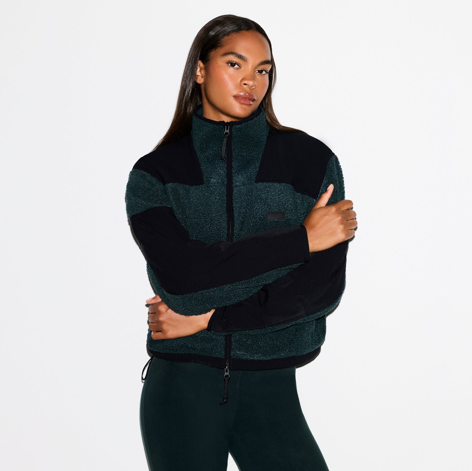 TEDDY BOXY ZIP UP JACKET | DARK TEAL | SKIMS