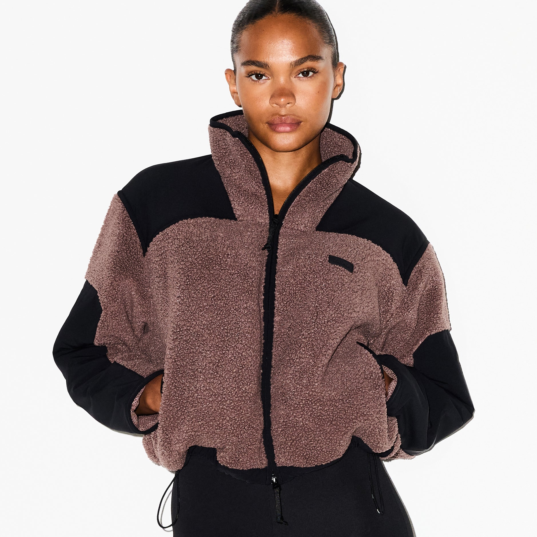 TEDDY BOXY ZIP UP JACKET | UMBER | SKIMS