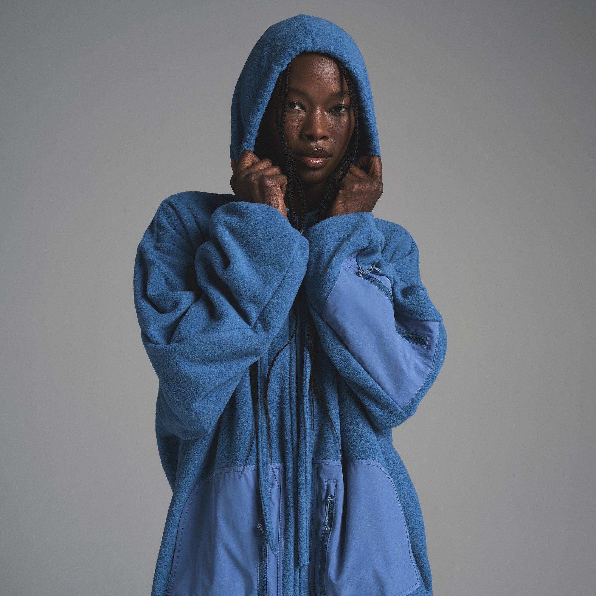 FLEECE LOUNGE OVERSIZED HOODIE | AZURE
