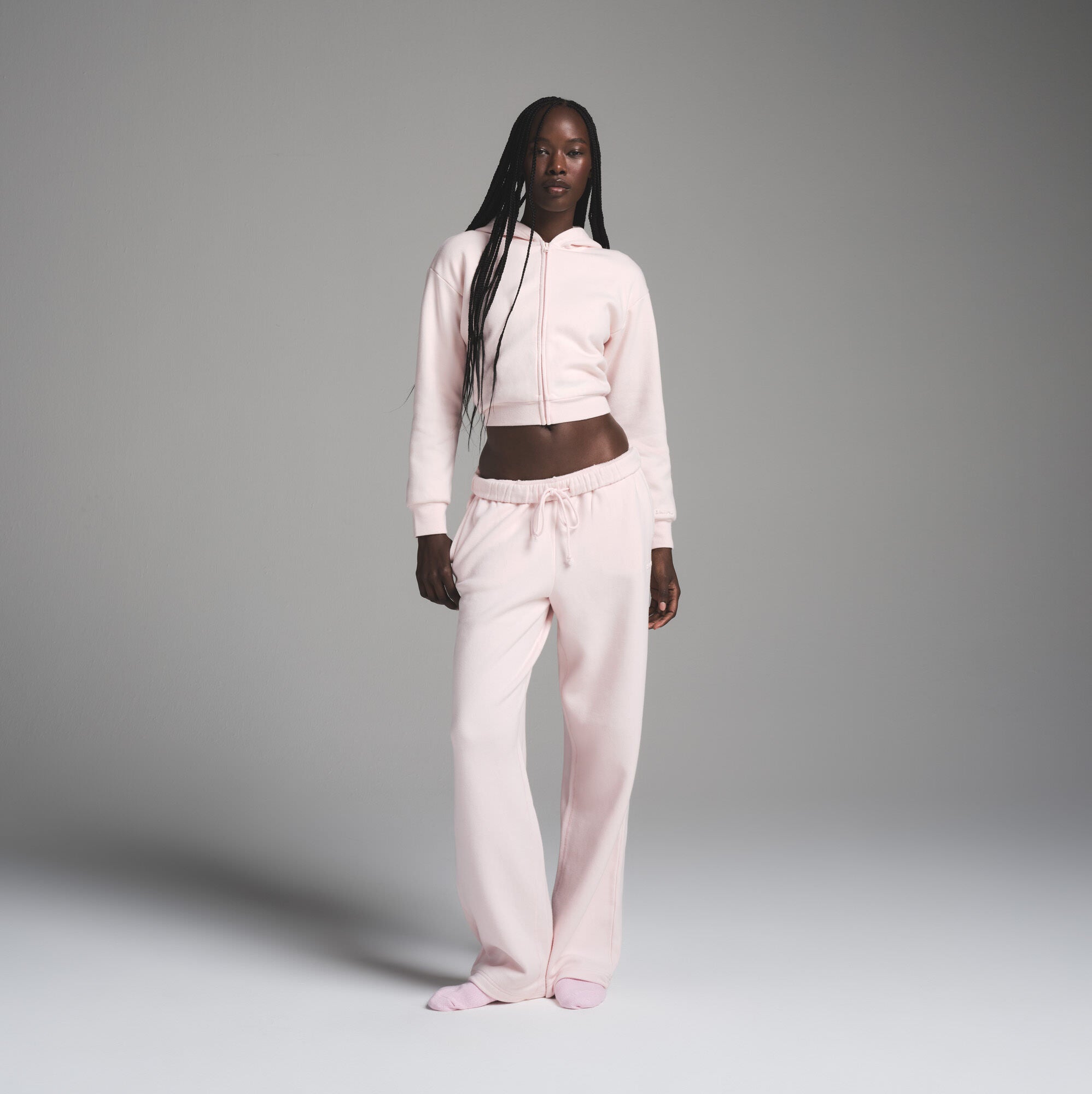 White zip up hoodie cropped on sale