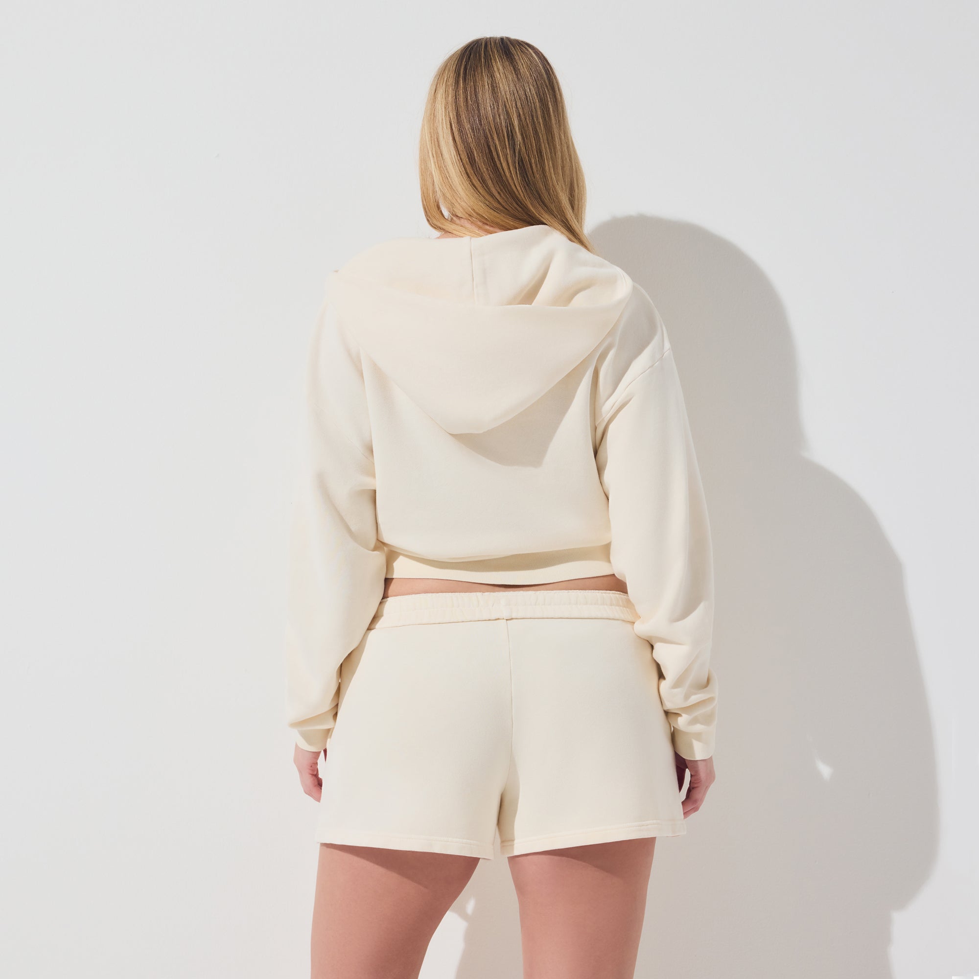 FRENCH TERRY ZIP UP HOODIE | ECRU