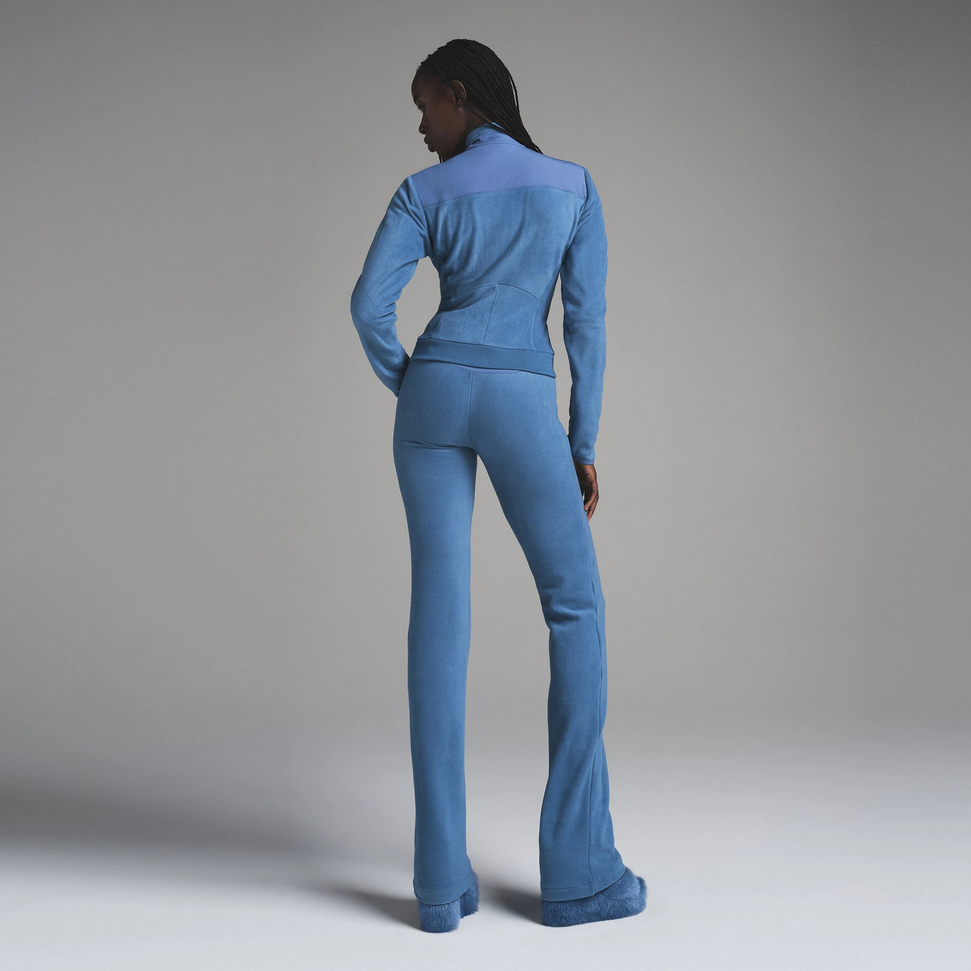 FLEECE LOUNGE FITTED JACKET AZURE ADDITIONAL FABRIC DETAILS