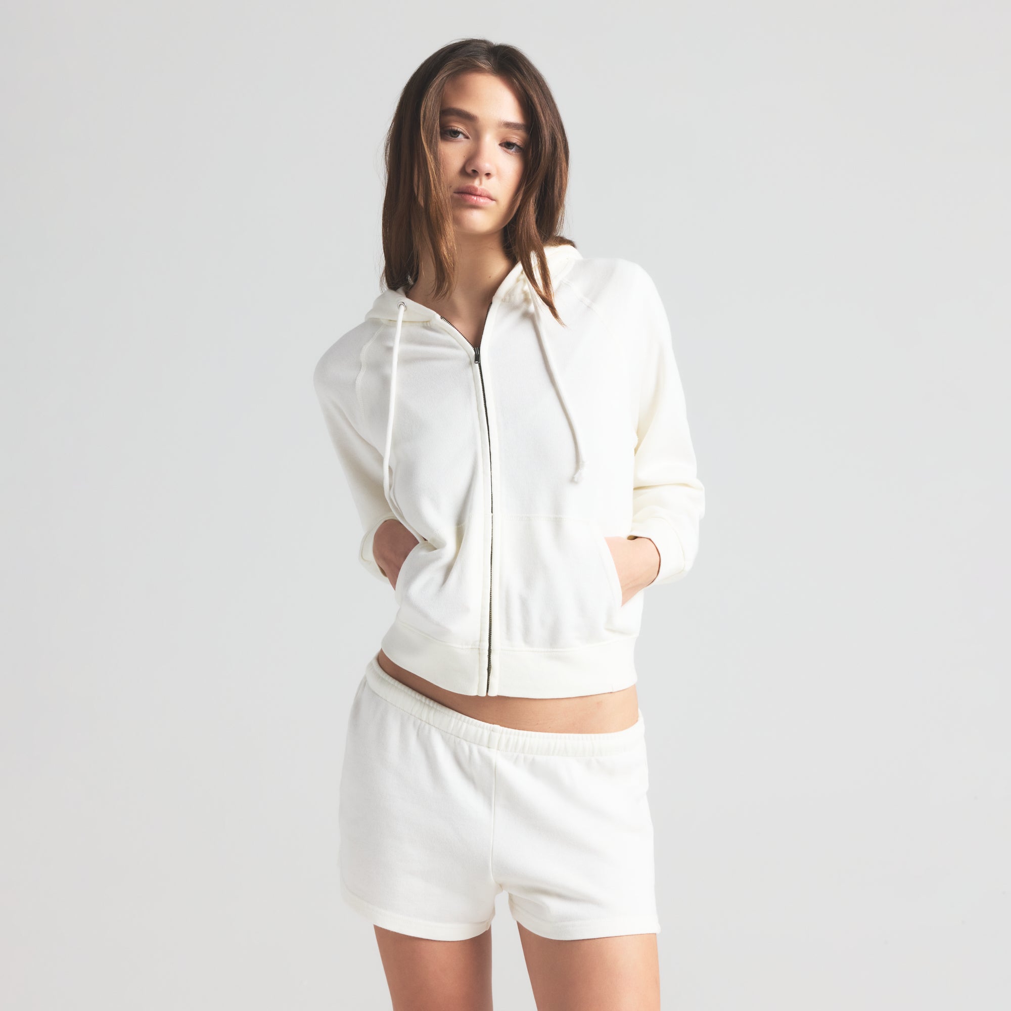 skims ジップアップフーディー COTTON FLEECE CLASSIC ZIP UP HOODIE | LIGHT HEATHER GREY