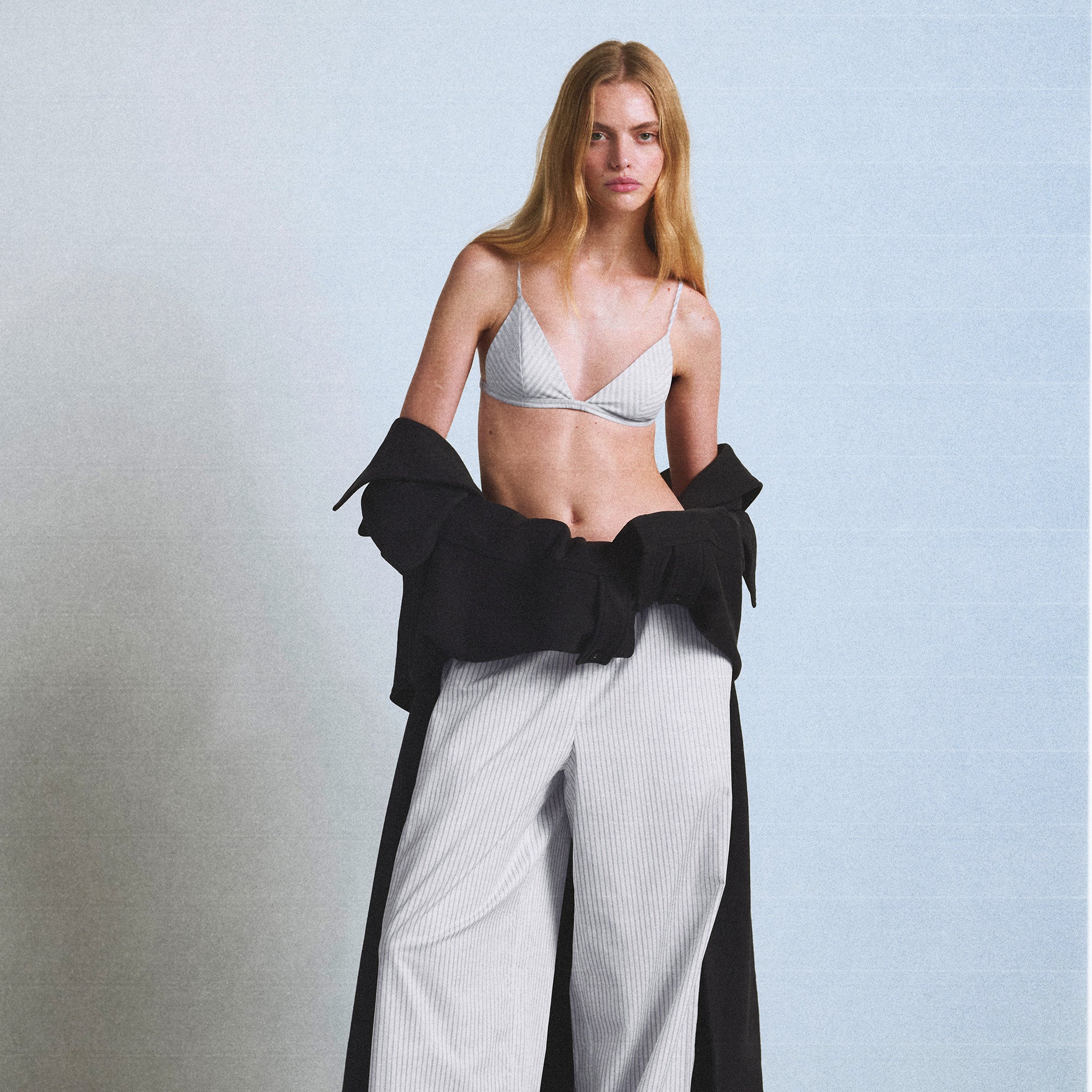 トップス SOOR PLOOM Bralette, Stripe 10y COTTON POPLIN TRIANGLE BRALETTE | ZEN BLUE STRIPE