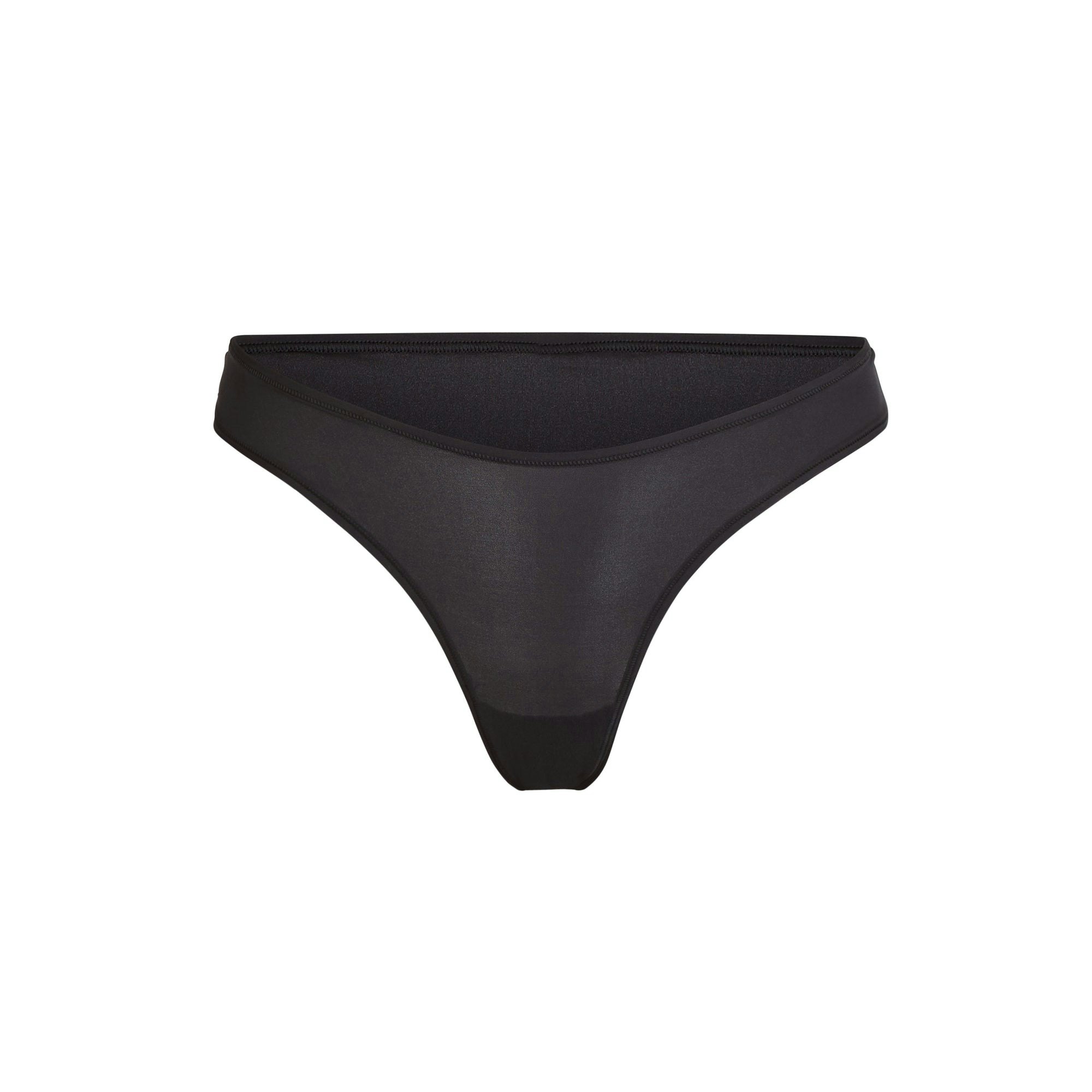 FITS EVERYBODY DIPPED FRONT THONG | ONYX (THONGS, PANTIES) LAYS FLAT ON A WHITE BACKGROUND | FLT
