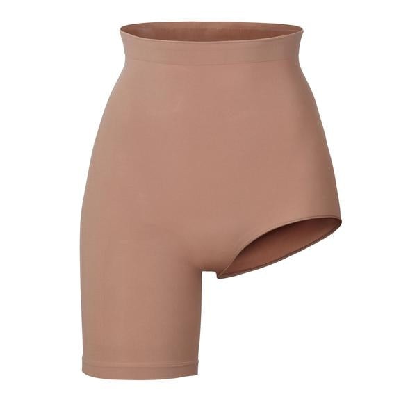 SEAMLESS SCULPT SOLUTION SHORT LEFT LEG EXPOSED | SIENNA (SHAPEWEAR SHORTS, BODYSUITS) LAYS FLAT ON A WHITE BACKGROUND | FLT