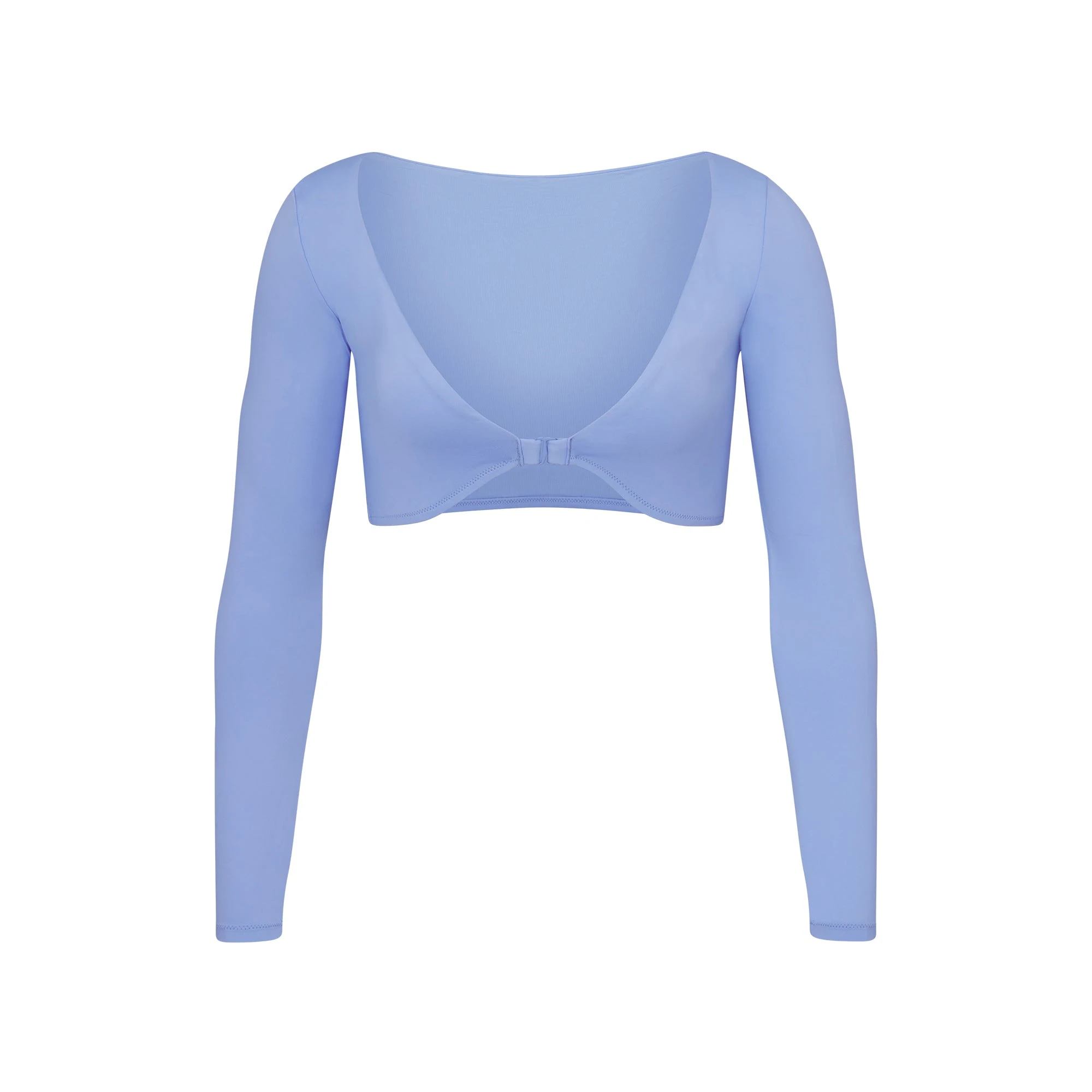 SWIM LONG SLEEVE SHRUG LAYS FLAT ON A WHITE BACKGROUND