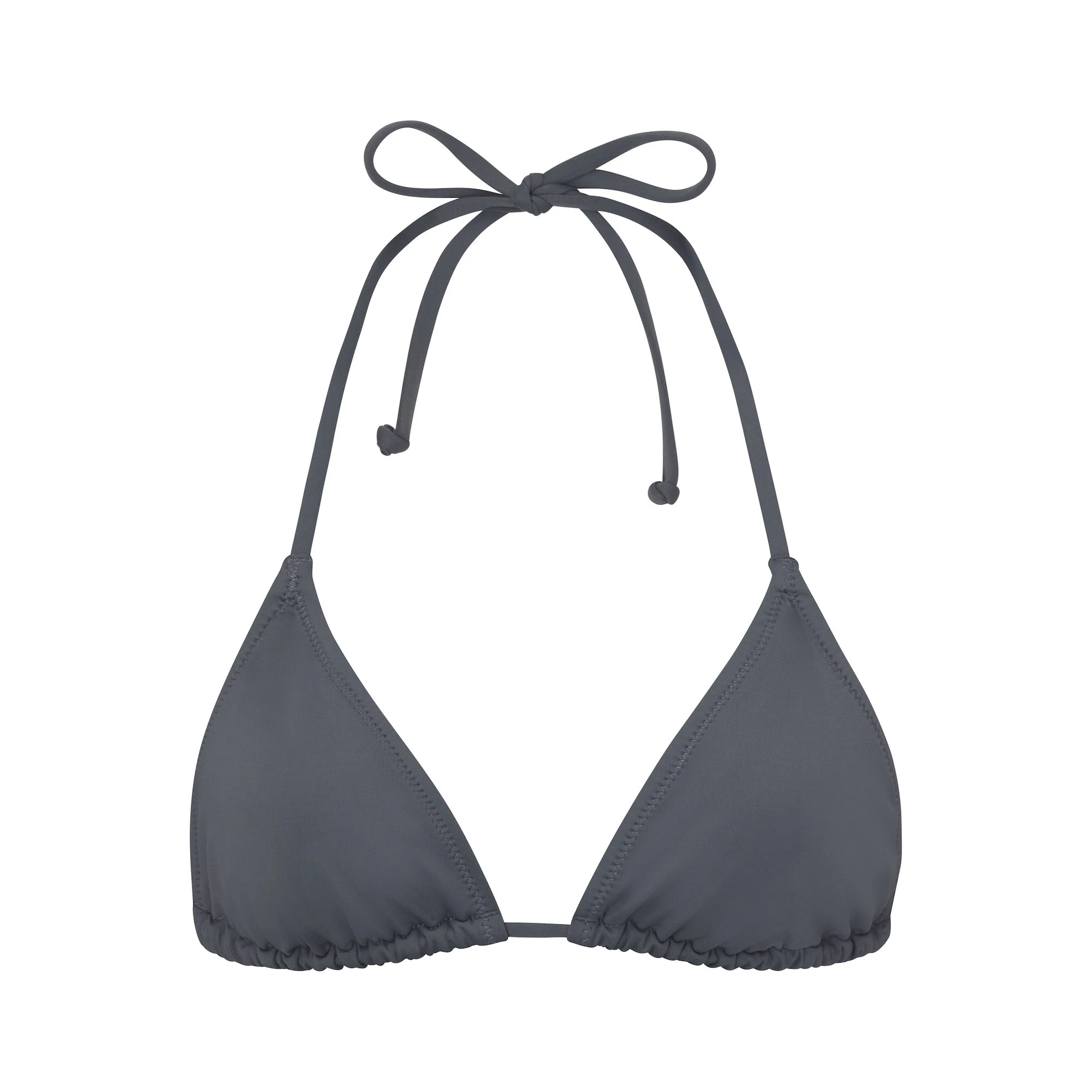 SIGNATURE SWIM TRIANGLE TOP | GUNMETAL (BIKINI TOPS, SWIM) LAYS FLAT ON A WHITE BACKGROUND