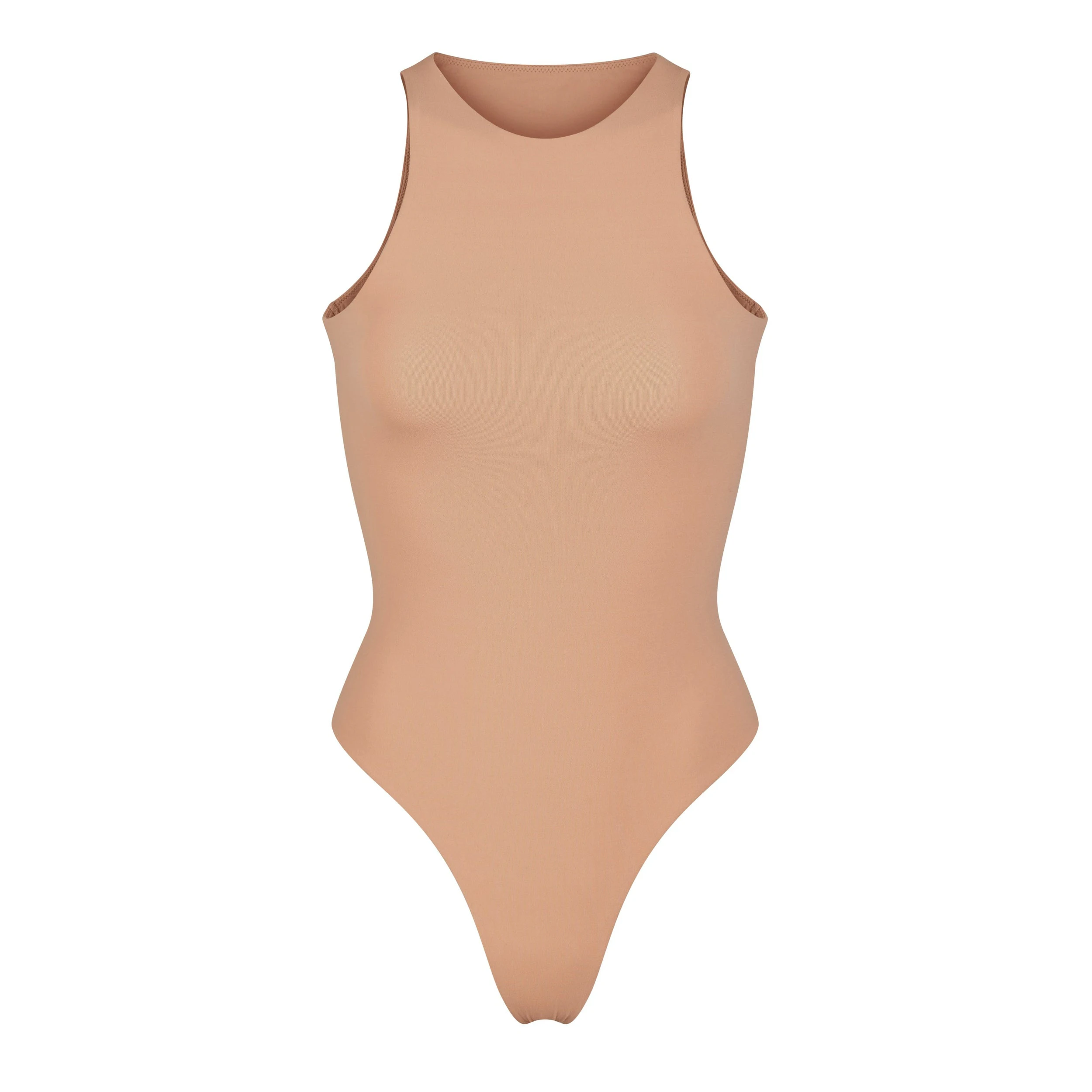 FITS EVERYBODY HIGH NECK BODYSUIT | OCHRE (BODYSUITS) LAYS FLAT ON A WHITE BACKGROUND | FLT