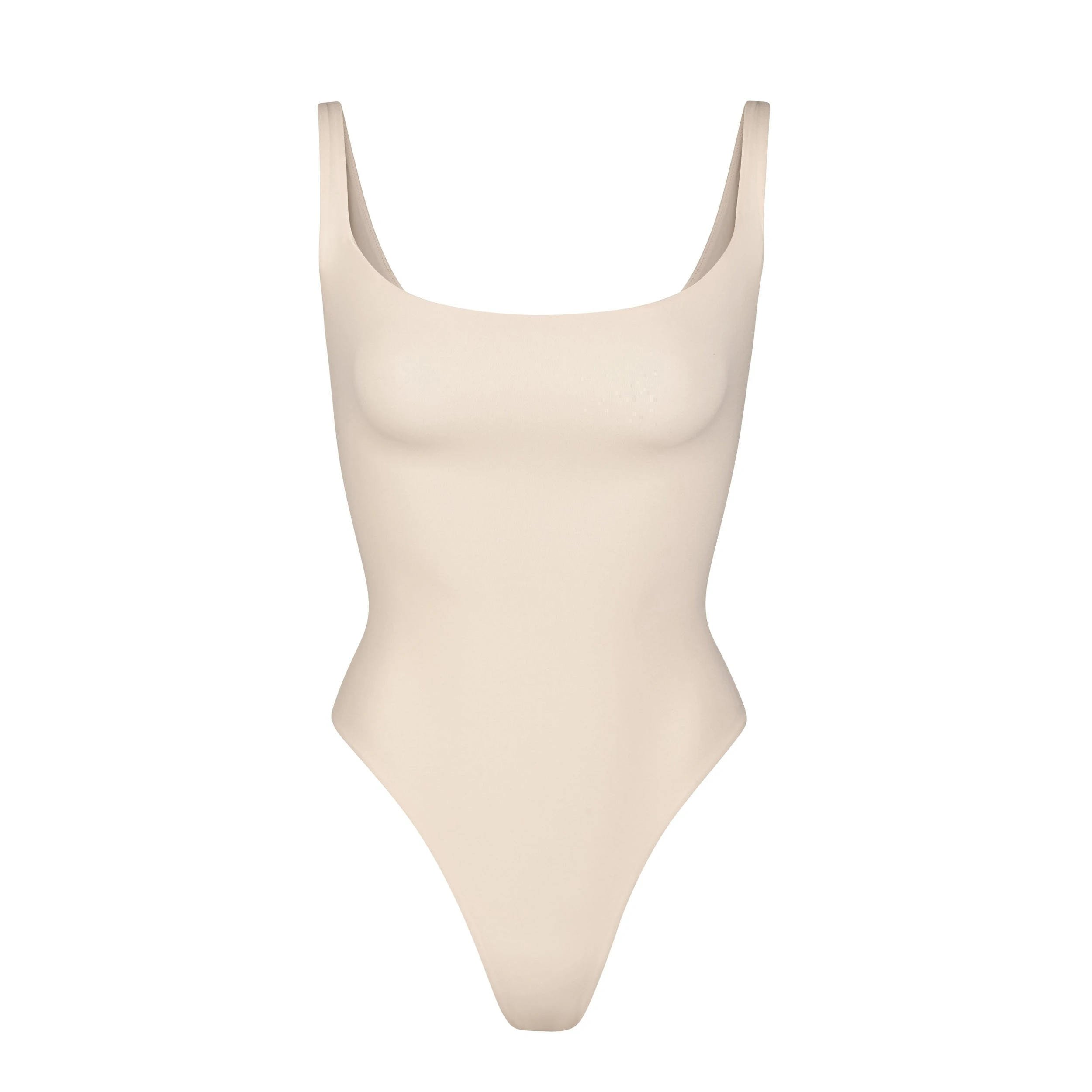 FITS EVERYBODY SQUARE NECK BODYSUIT | SAND (BODYSUITS) LAYS FLAT ON A WHITE BACKGROUND | FLT