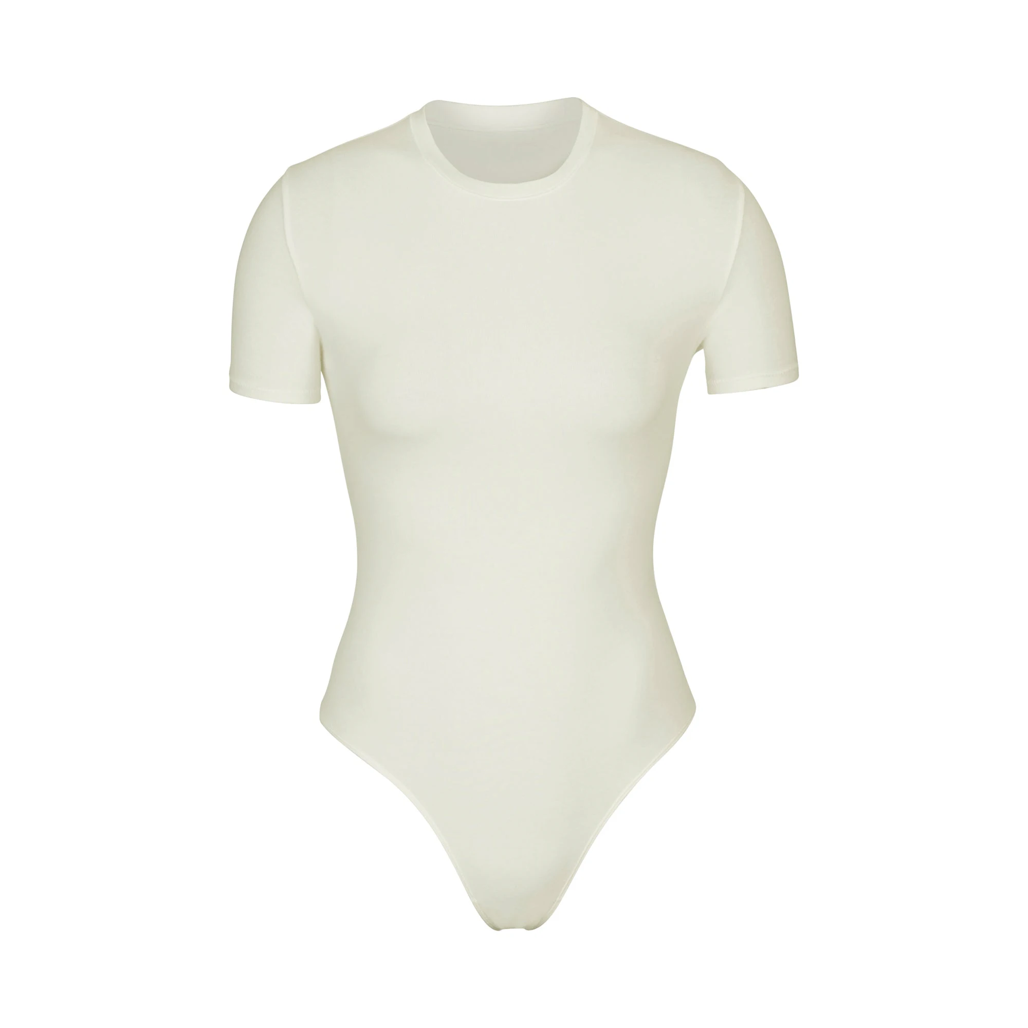 COTTON JERSEY T-SHIRT BODYSUIT ON A WHITE BACKGROUND